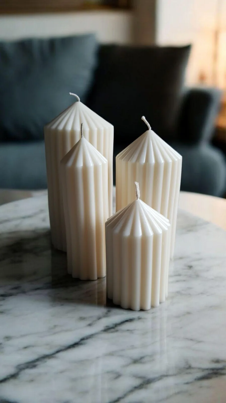 Rillenkerze aus Rapswachs – moderne Stumpenkerze | handgemacht & vegan | minimalistische Deko Kerze – Bild 6