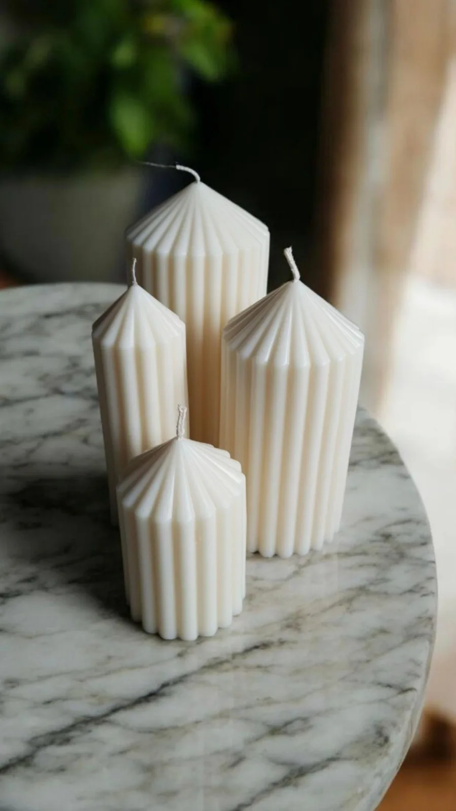 Rillenkerze aus Rapswachs – moderne Stumpenkerze | handgemacht & vegan | minimalistische Deko Kerze – Bild 7