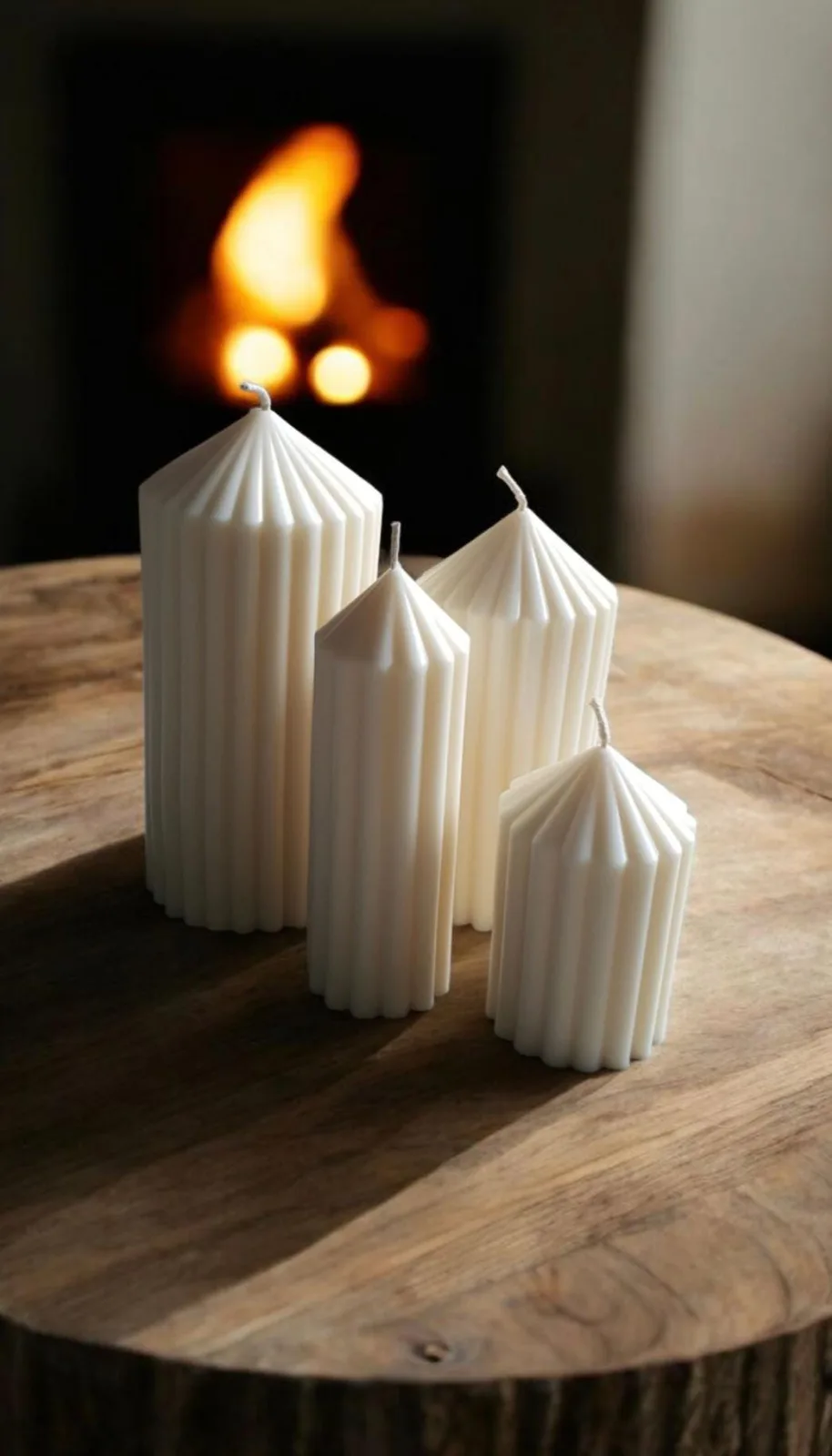 Rillenkerze aus Rapswachs – moderne Stumpenkerze | handgemacht & vegan | minimalistische Deko Kerze – Bild 2