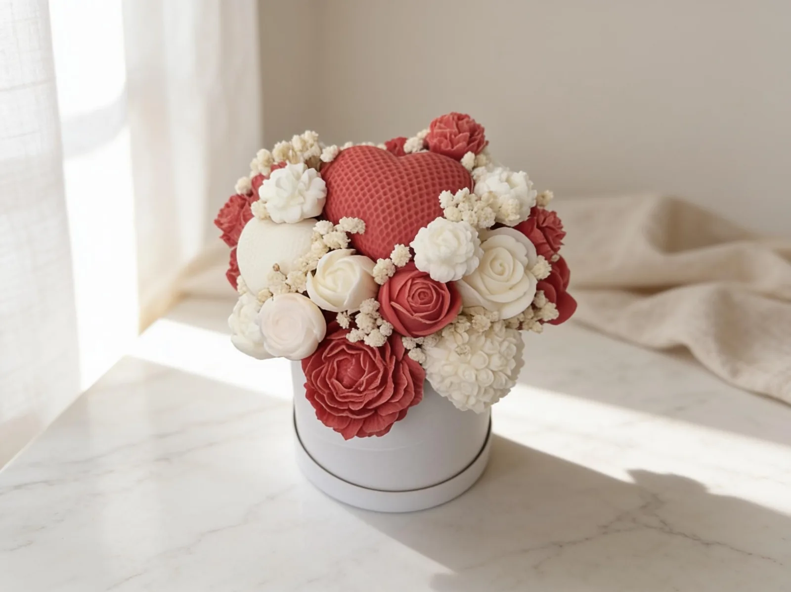 Wachsblumenstrauß mit Herzen – handgemachte Blumendeko & Geschenkidee | Love Bloom – Bild 9