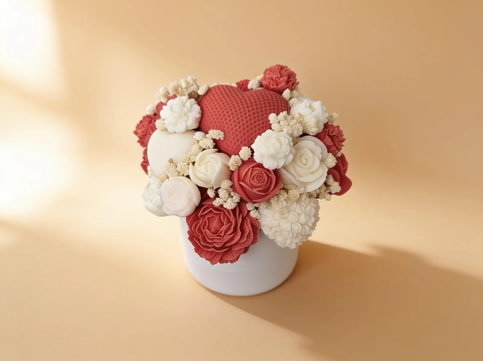 Wachsblumenstrauß mit Herzen – handgemachte Blumendeko & Geschenkidee | Love Bloom
