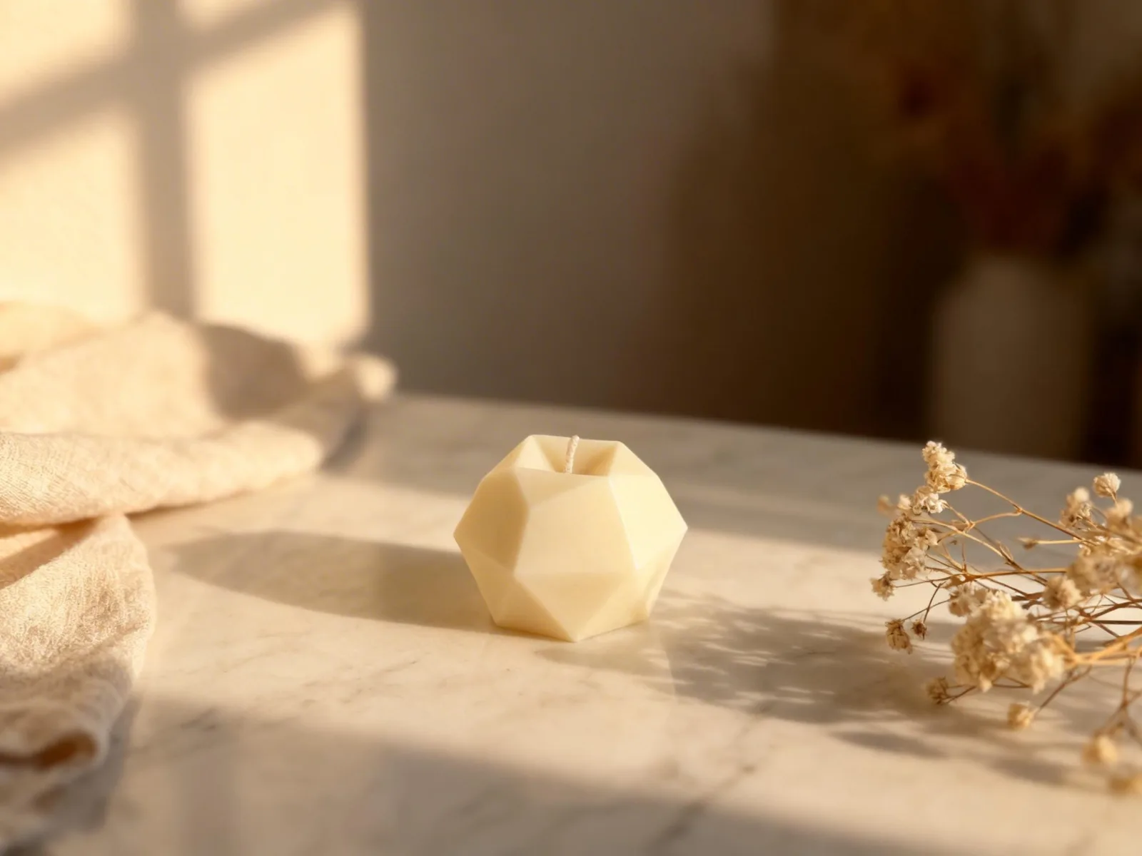 Geometrische Rapswachskerze – moderne Deko Kerze | handgemacht & vegan | Geschenk für Frauen – Bild 2