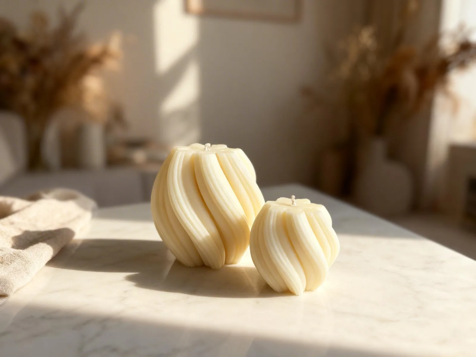 Gedrehte Rapswachskerze – moderne Deko Kerze | handgemacht & vegan | Geschenk für Frauen – Bild 2