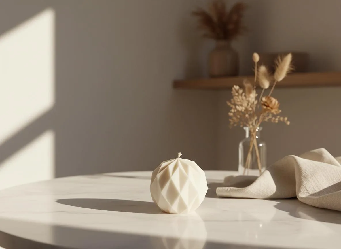 Geometrische Rapswachskerze – moderne Deko Kerze | handgemacht & vegan | Geschenk für Frauen – Bild 6