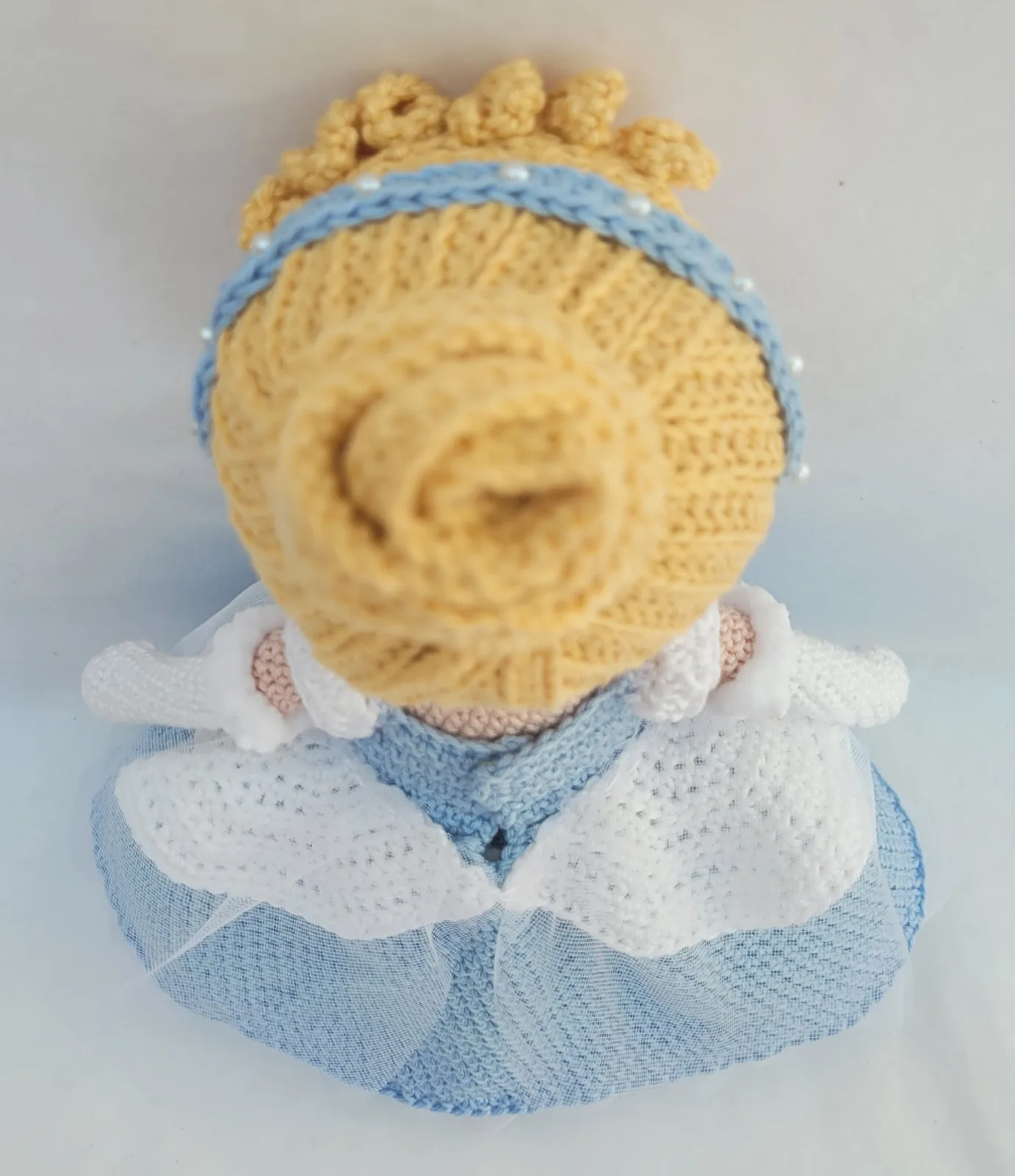 Gehäkelte blaue Prinzessin Puppe Amigurumi – handgefertigte Märchenpuppe 31 cm zauberhafte Geschenkidee für Mädchen Dekozimmer – Bild 8