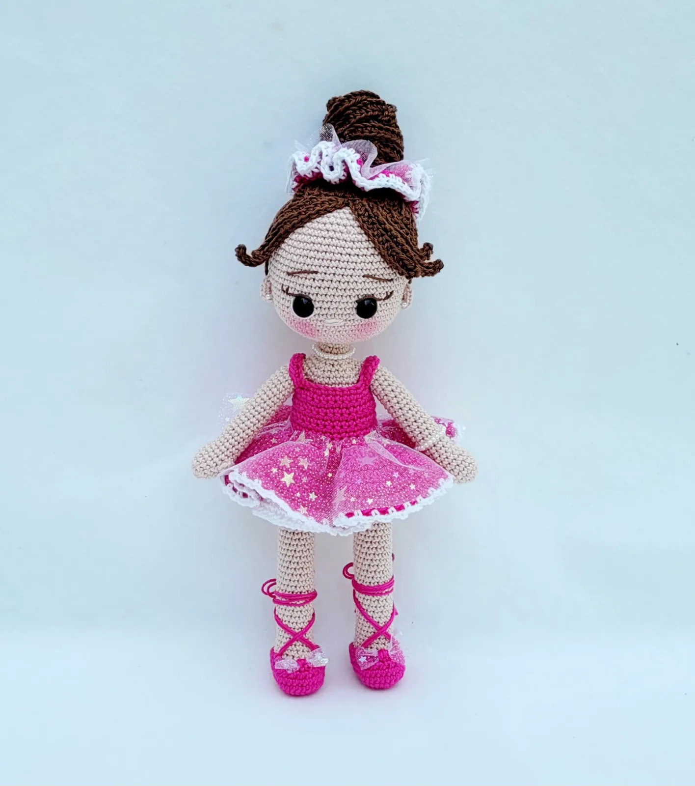 Skaila - Gehäkelte Amigurumi Ballerina Puppe pink 29 cm Handmade handgemacht Geschenk Idee Mädchen Deko Zimmer Kinder