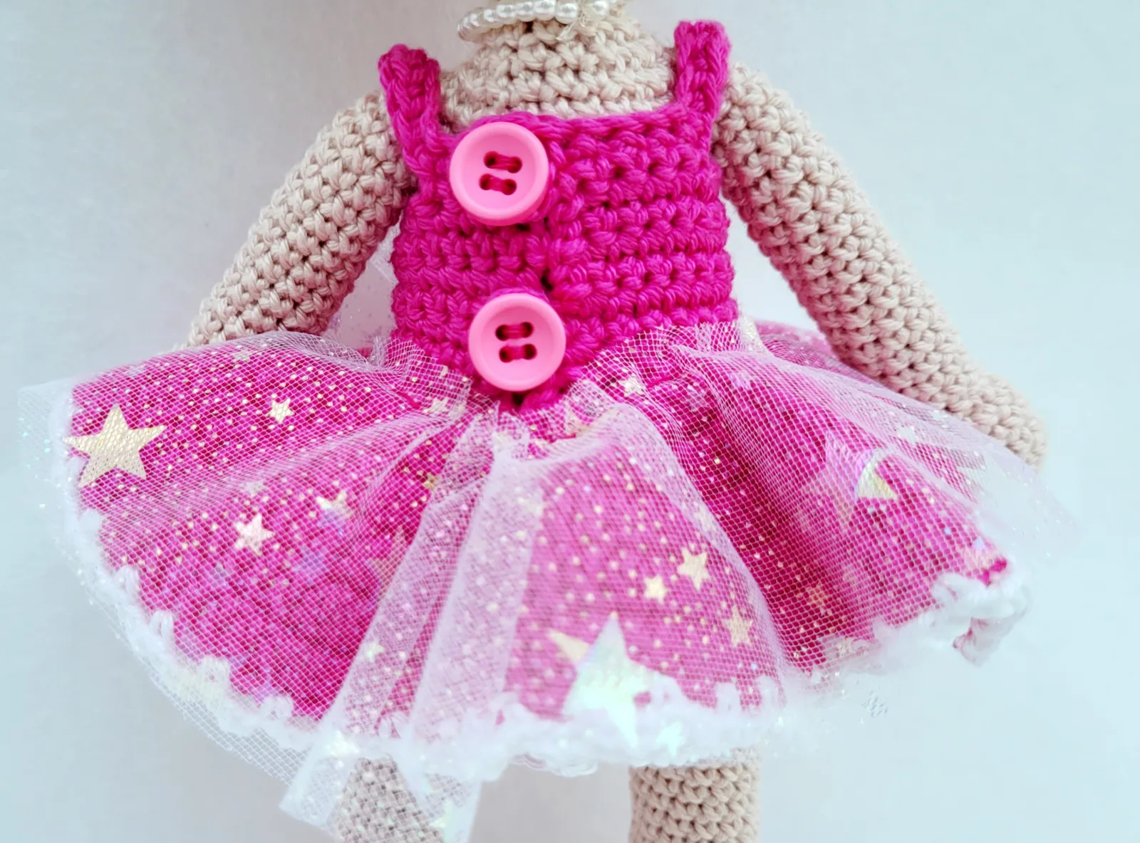 Skaila - Gehäkelte Amigurumi Ballerina Puppe pink 29 cm Handmade handgemacht Geschenk Idee Mädchen Deko Zimmer Kinder – Bild 10