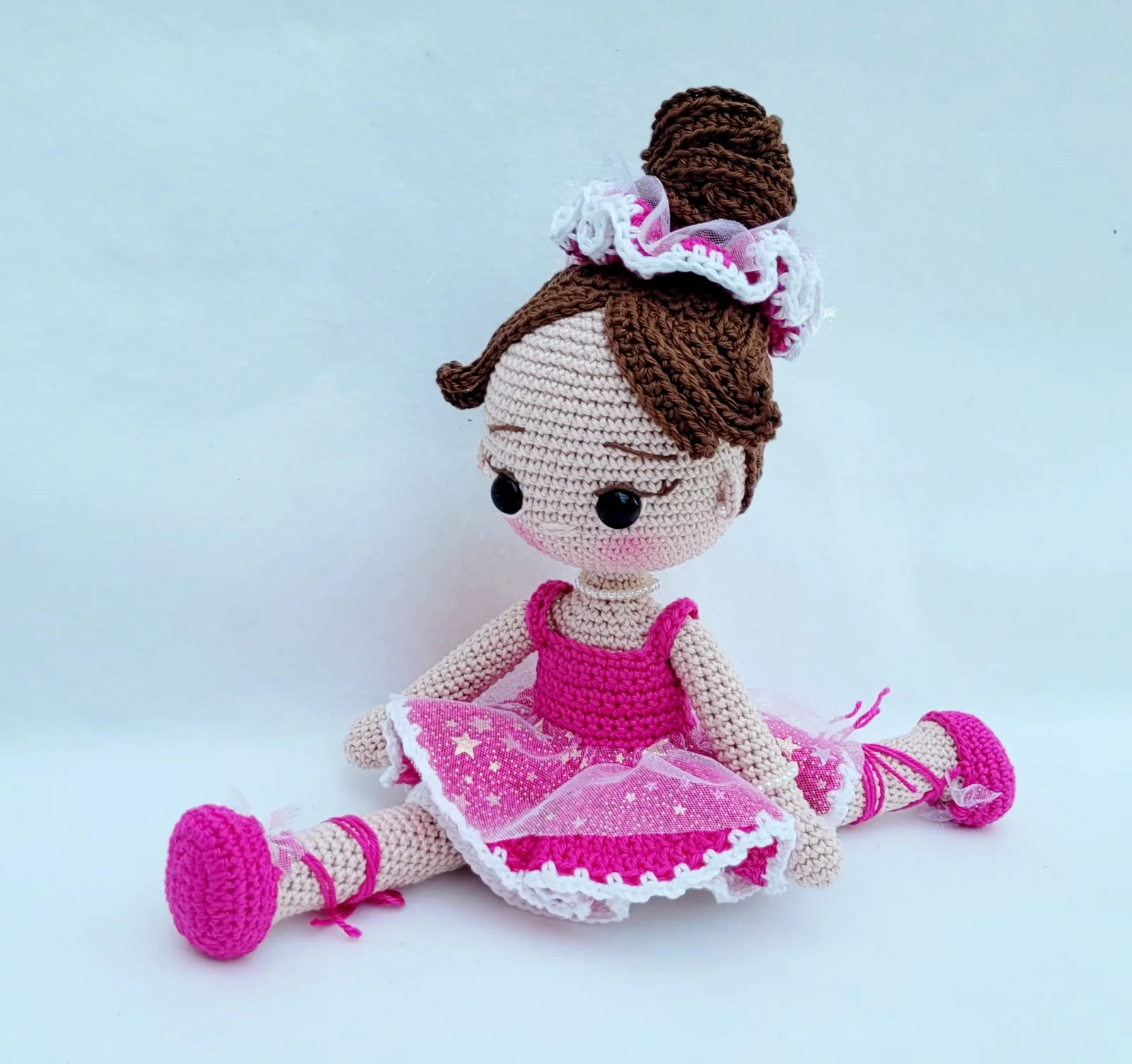 Skaila - Gehäkelte Amigurumi Ballerina Puppe pink 29 cm Handmade handgemacht Geschenk Idee Mädchen Deko Zimmer Kinder – Bild 2