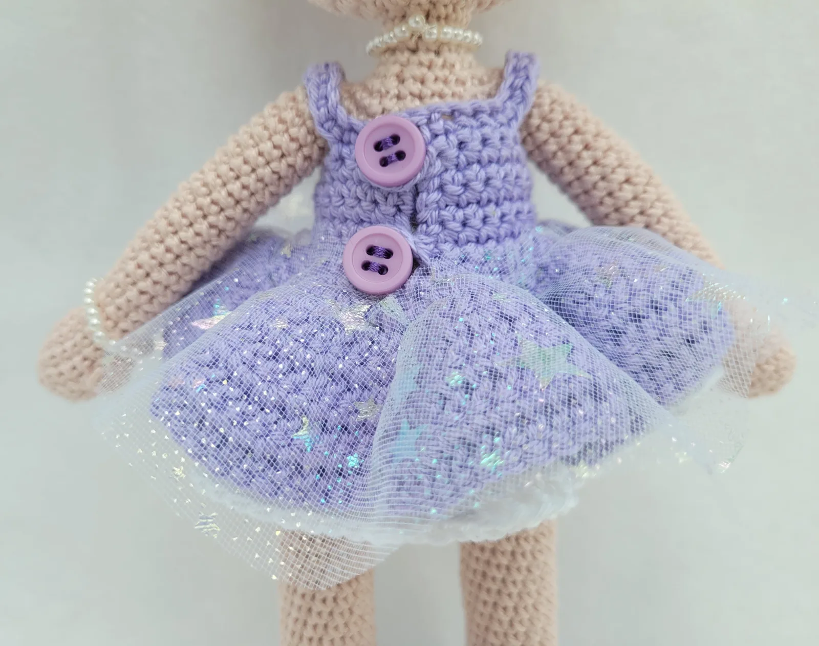 Viola - Gehäkelte lila Amigurumi Ballerina Puppe 29 cm Handmade handgemachte Stoffpuppe Geschenk für Mädchen Deko Zimmer – Bild 10