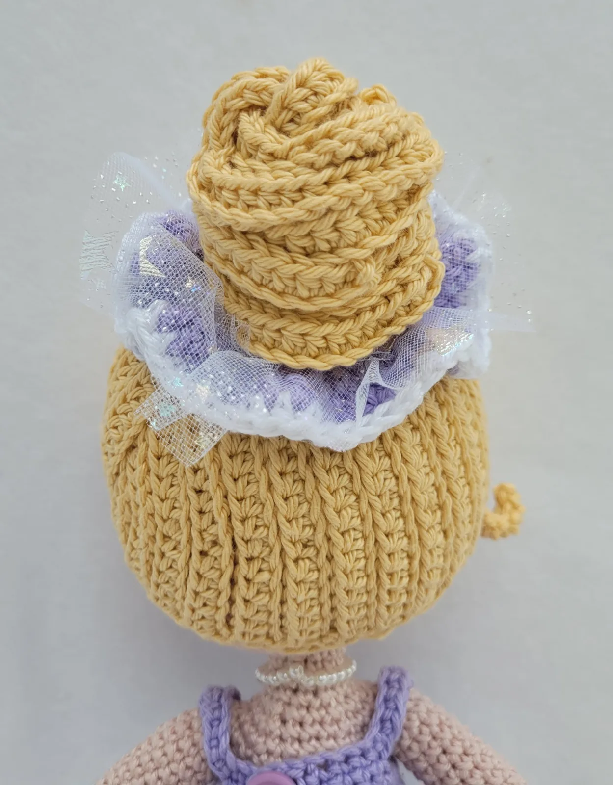 Viola - Gehäkelte lila Amigurumi Ballerina Puppe 29 cm Handmade handgemachte Stoffpuppe Geschenk für Mädchen Deko Zimmer – Bild 8