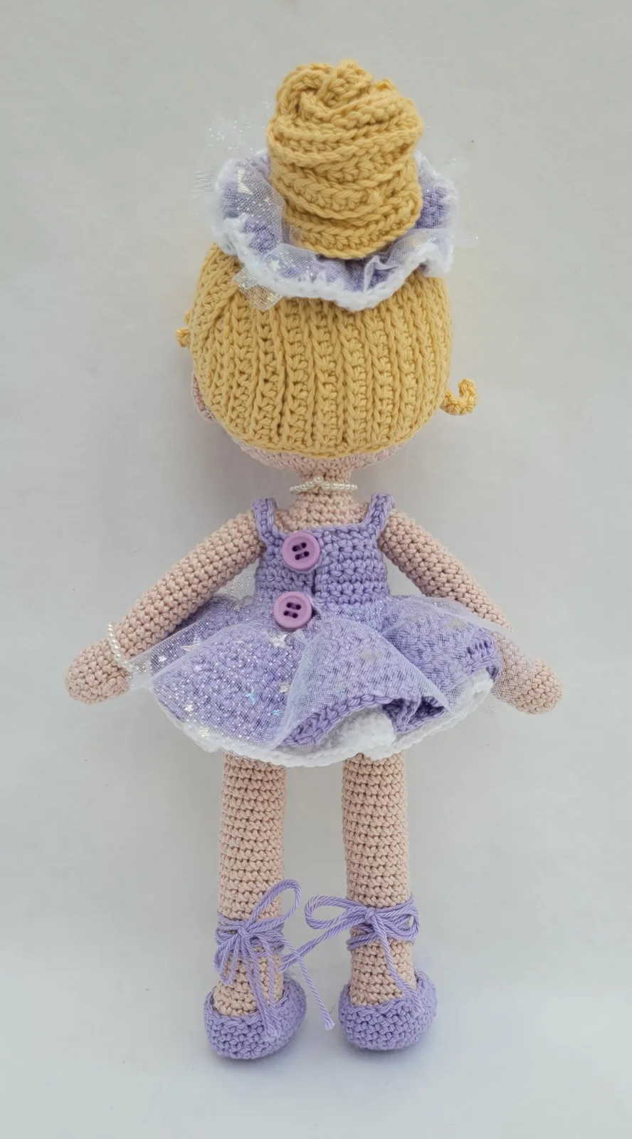 Viola - Gehäkelte lila Amigurumi Ballerina Puppe 29 cm Handmade handgemachte Stoffpuppe Geschenk für Mädchen Deko Zimmer – Bild 7