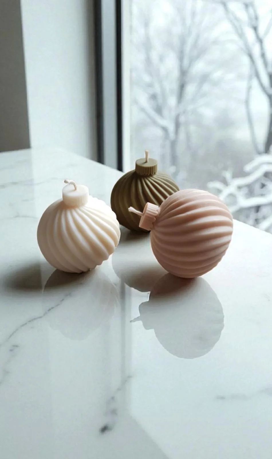 Christbaumkerze Kugelkerze Weihnachtskerze Christbaumkugel Kerze DekoChristbaumku Weihnachten Rapswachskerze Handgemacht Vegane Kerze Modern – Bild 2