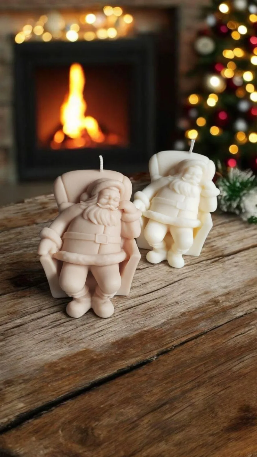Weihnachtsmann Kerze aus Rapswachs – Santa Kerze als Weihnachtsdeko & Geschenkidee