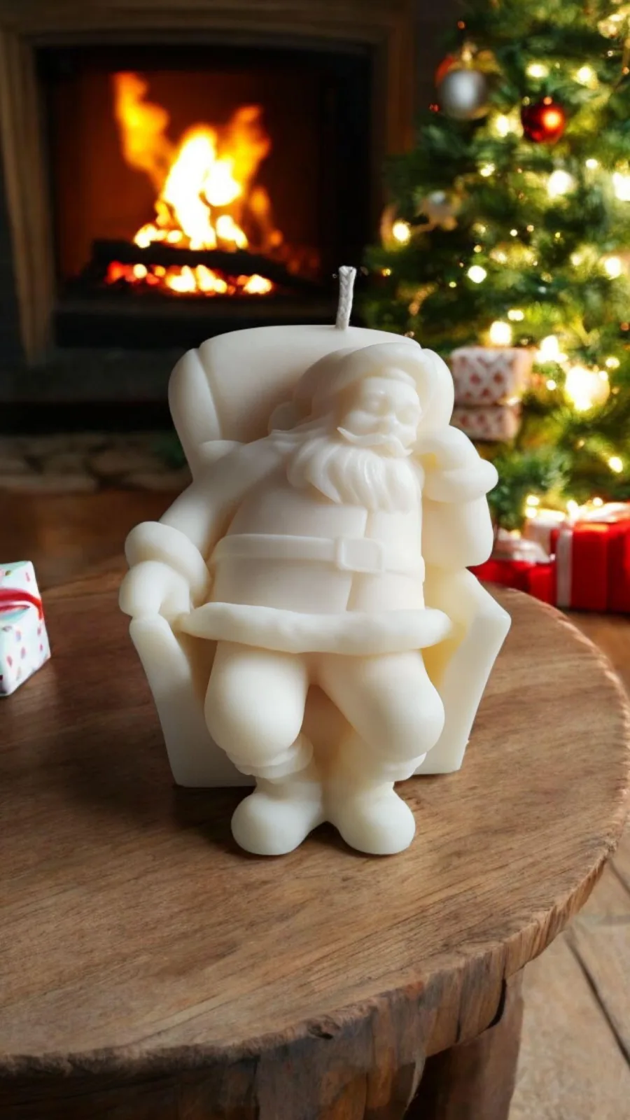 Weihnachtsmann Kerze aus Rapswachs – Santa Kerze als Weihnachtsdeko & Geschenkidee – Bild 5