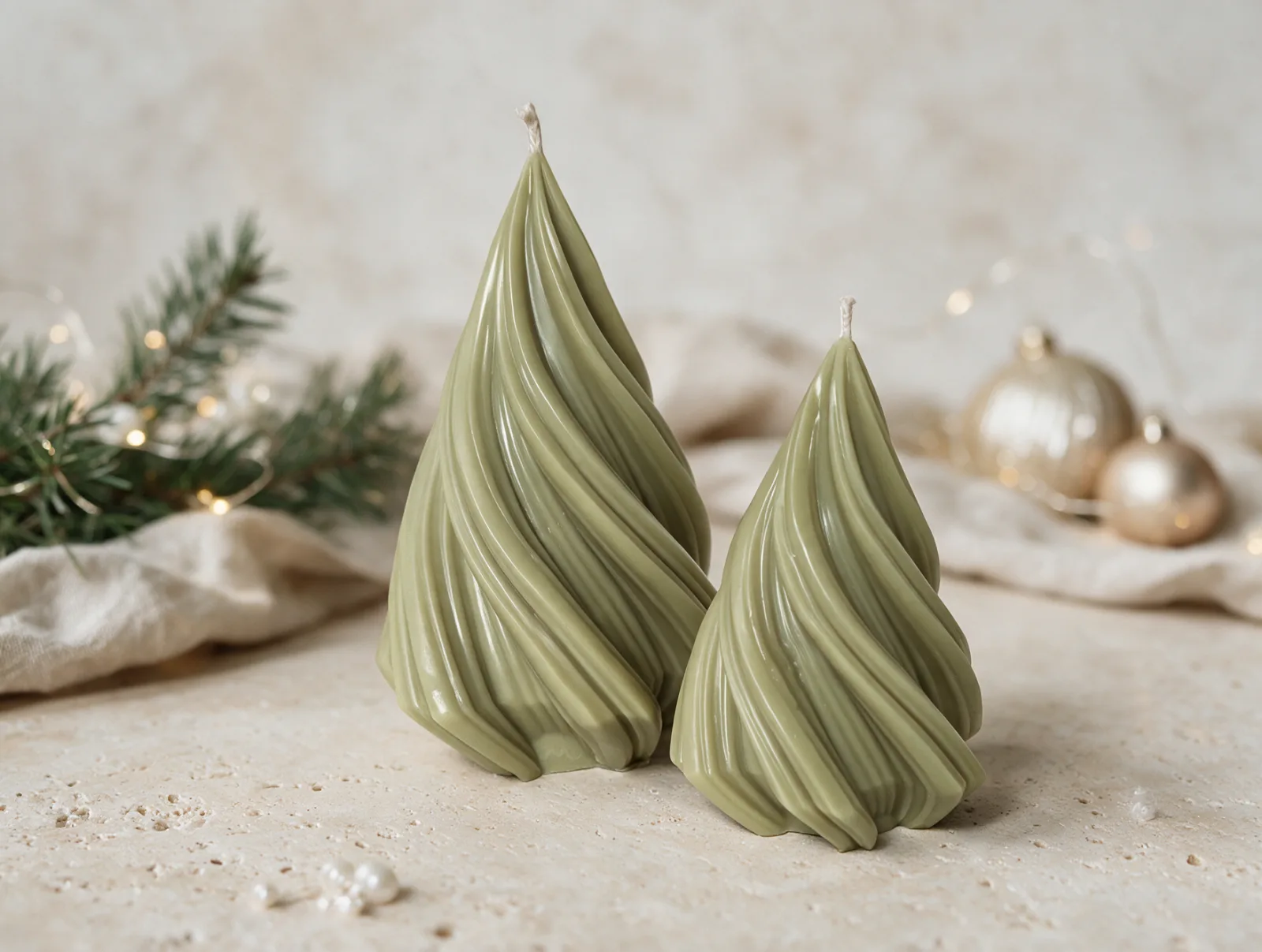 Weihnachtsbaumkerze aus Rapswachs – gedrehte Baumkerze als Weihnachtsdeko | Sylva