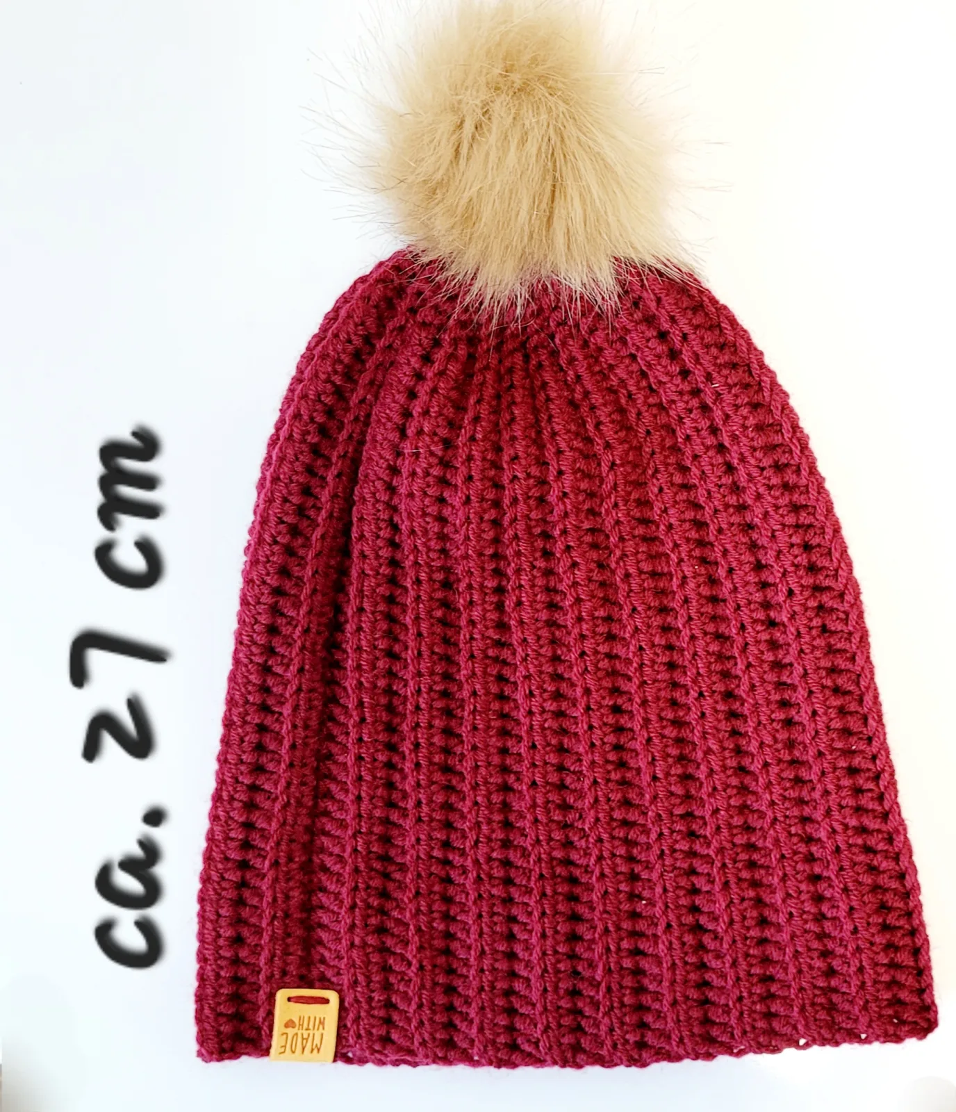 4-teiliges Winter Set für Damen aus Mischwolle Dunkelrot Mütze Halswärmer Stirnband Handstulpen Handgehäkelt – Bild 8