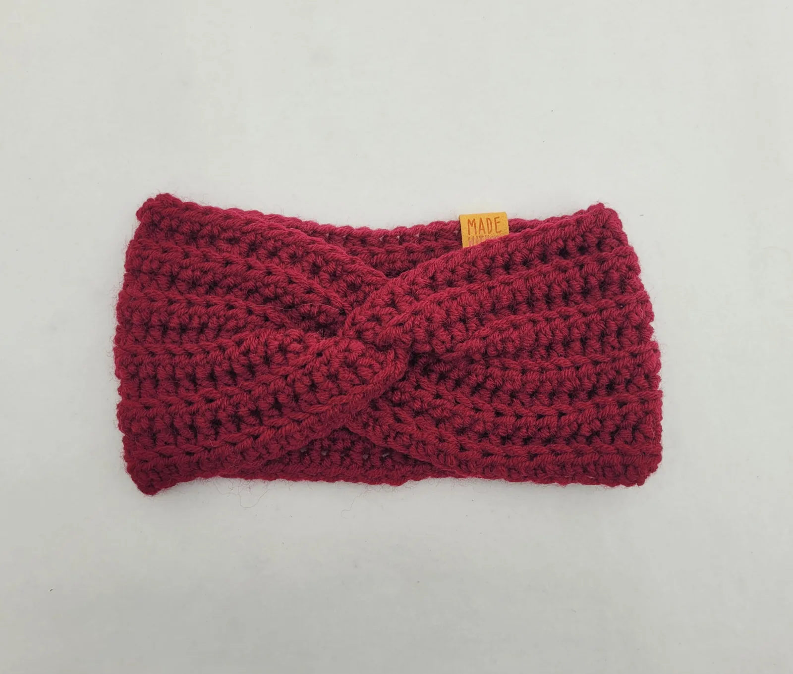 Handgehäkeltes Stirnband für Damen und größere Mädchen Dunkelrot Winter Stirnband Mischwolle 51–56 cm