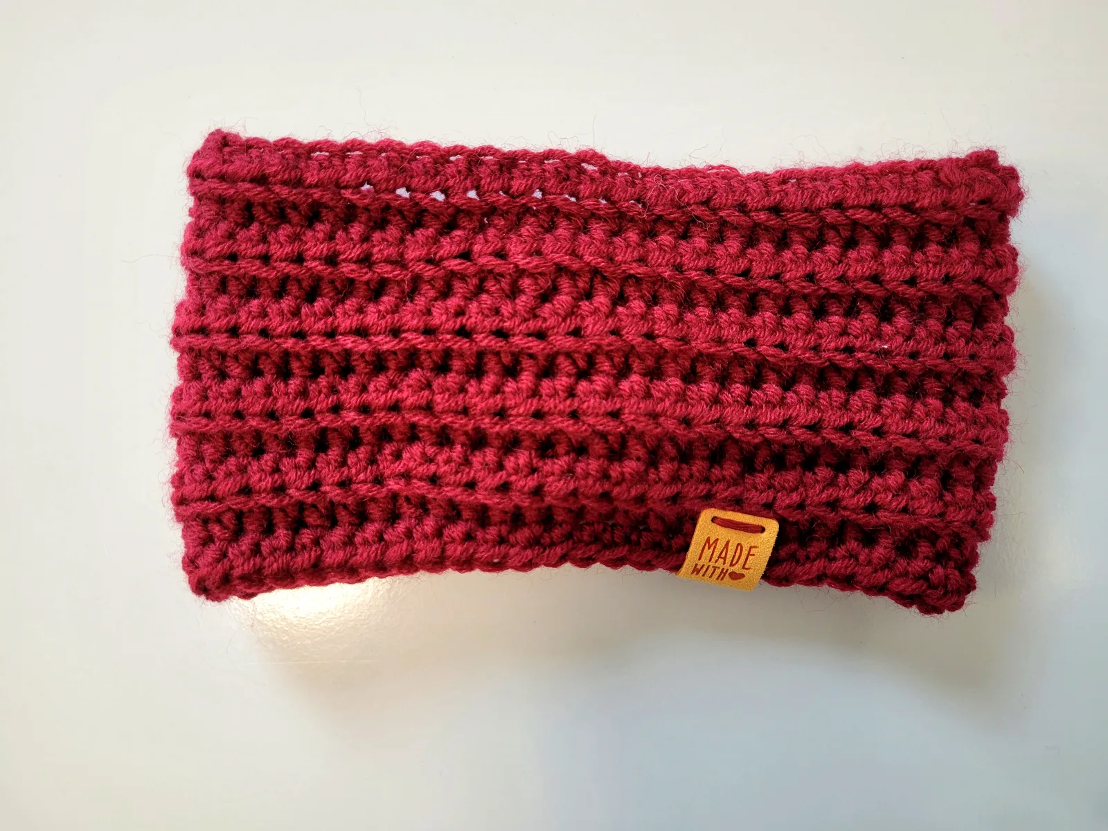 Handgehäkeltes Stirnband für Damen und größere Mädchen Dunkelrot Winter Stirnband Mischwolle 51–56 cm – Bild 4
