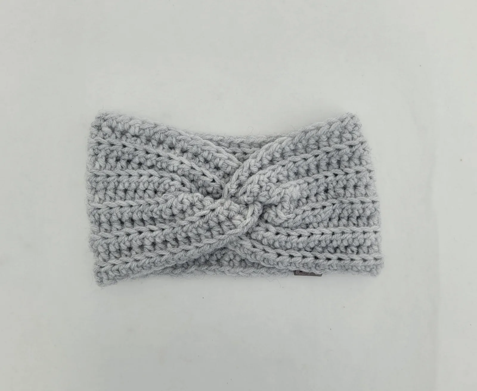 Handgehäkeltes Stirnband für Damen und größere Mädchen Grau Winter Stirnband Mischwolle 51–56 cm
