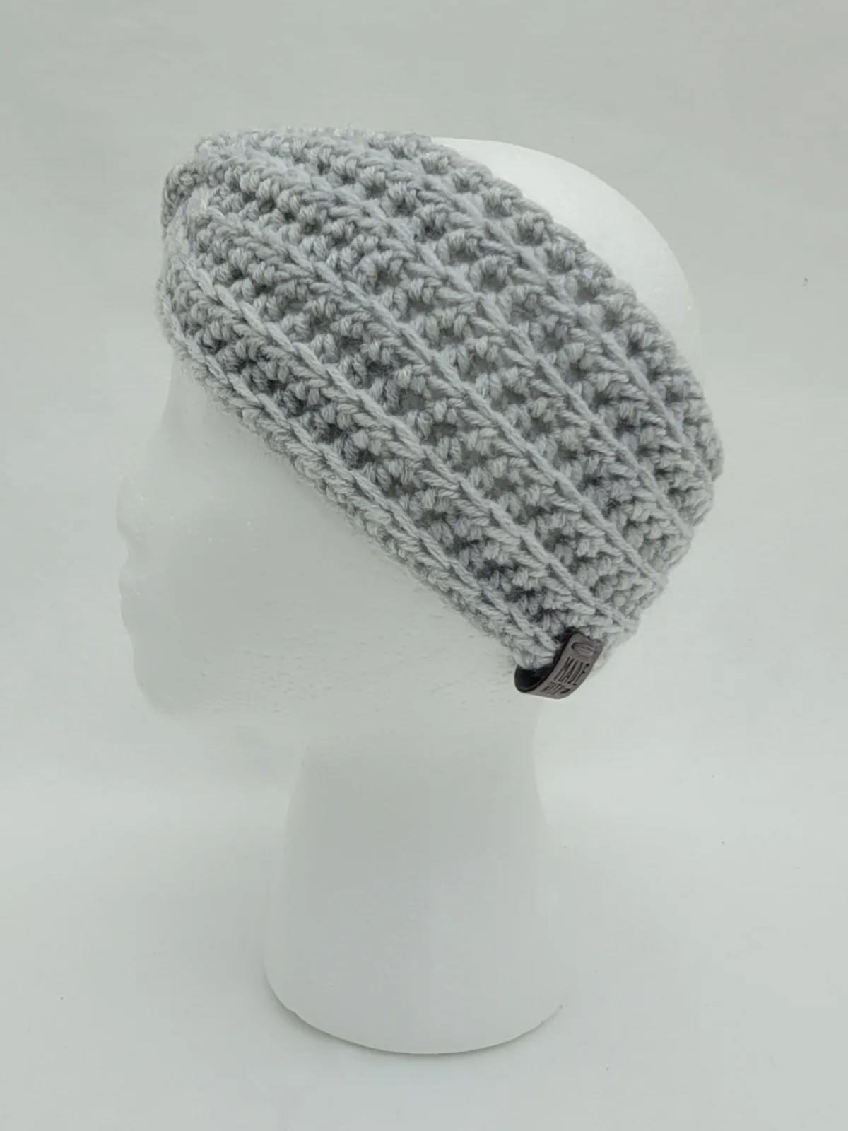 Handgehäkeltes Stirnband für Damen und größere Mädchen Grau Winter Stirnband Mischwolle 51–56 cm – Bild 7