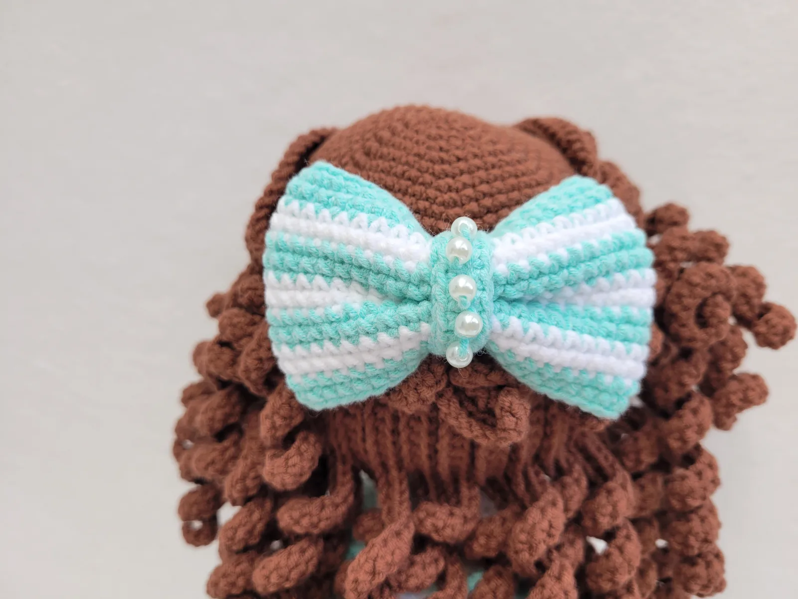 Mira - Handgefertigte gehäkelte Amigurumi Puppe 34 cm türkis Stoffpuppe Handmade Geschenk Mädchen Kinderzimmer Deko gift – Bild 9