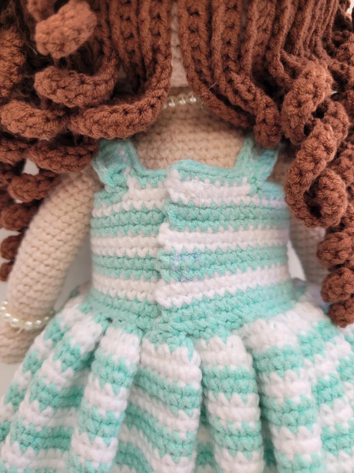 Mira - Handgefertigte gehäkelte Amigurumi Puppe 34 cm türkis Stoffpuppe Handmade Geschenk Mädchen Kinderzimmer Deko gift – Bild 10