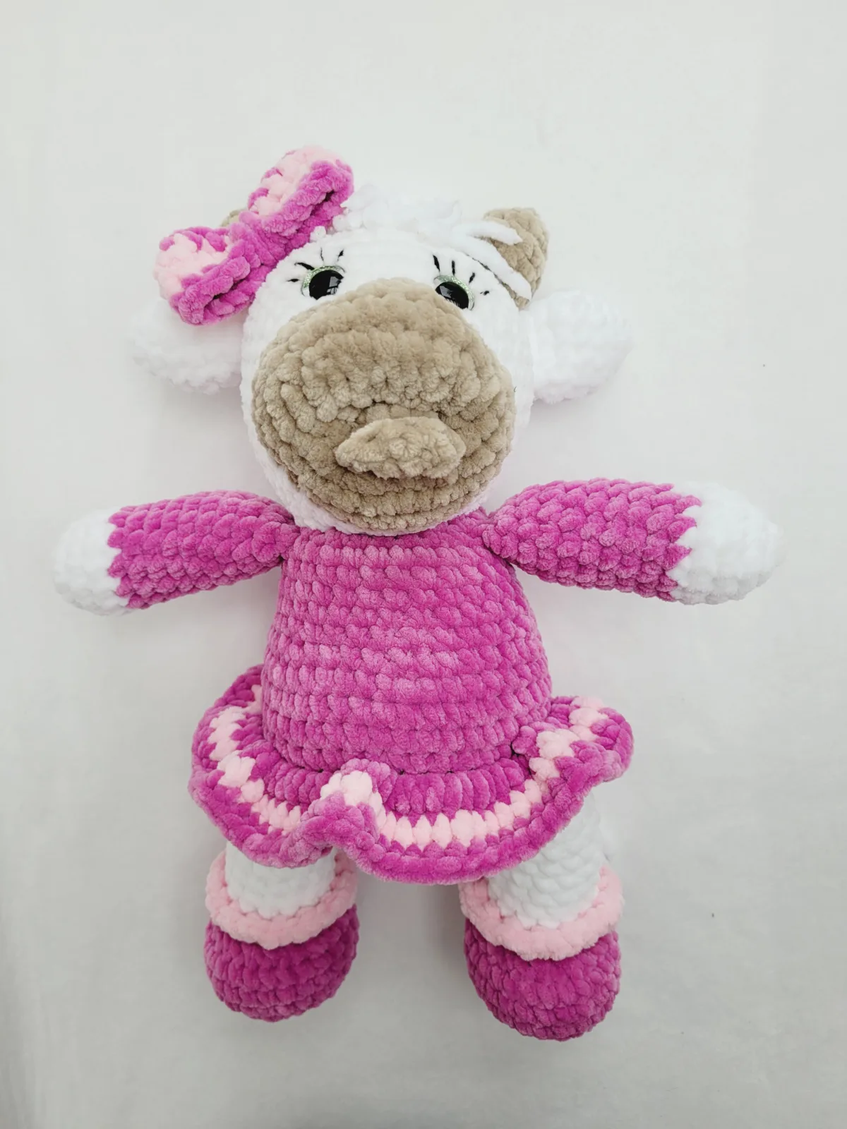 Lotta - Gehäkelte Amigurumi Kuh Rosa Weiß Handmade handgemachtes Kuscheltier Geschenk Kinderzimmer Deko Mädchen – Bild 11