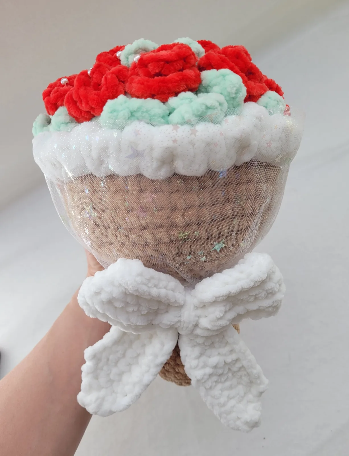 Handgemachter gehäkelter Amigurumi Rosenstrauß mit 13 Rosen Bouquet Geschenk Muttertag Deko Blumenstrauß Unikat Frauen