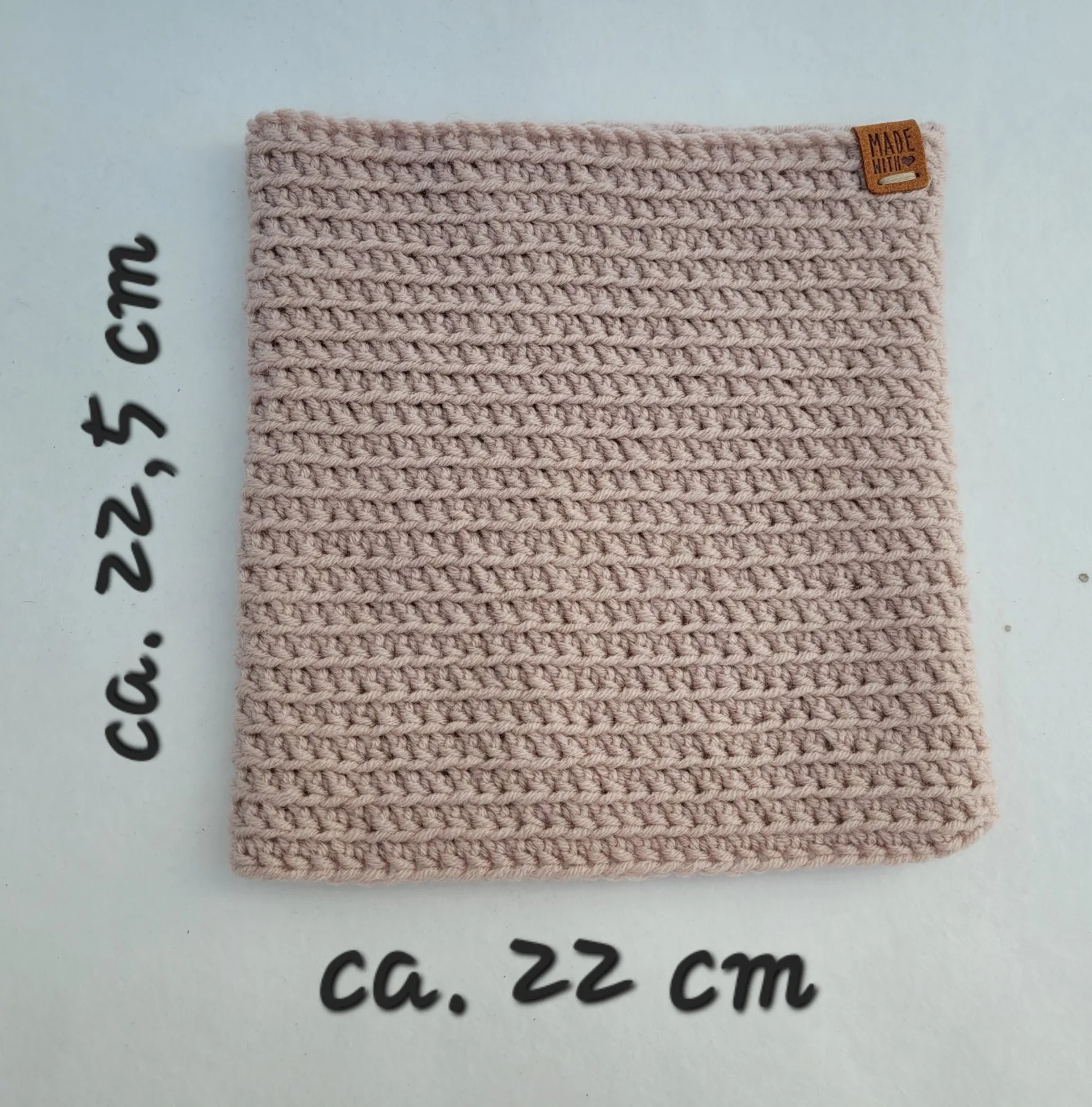 Handgehäkelter Halswärmer für Damen und größere Mädchen Grau-Beige Winter Schlauchschal Mischwolle Einheitsgröße – Bild 6