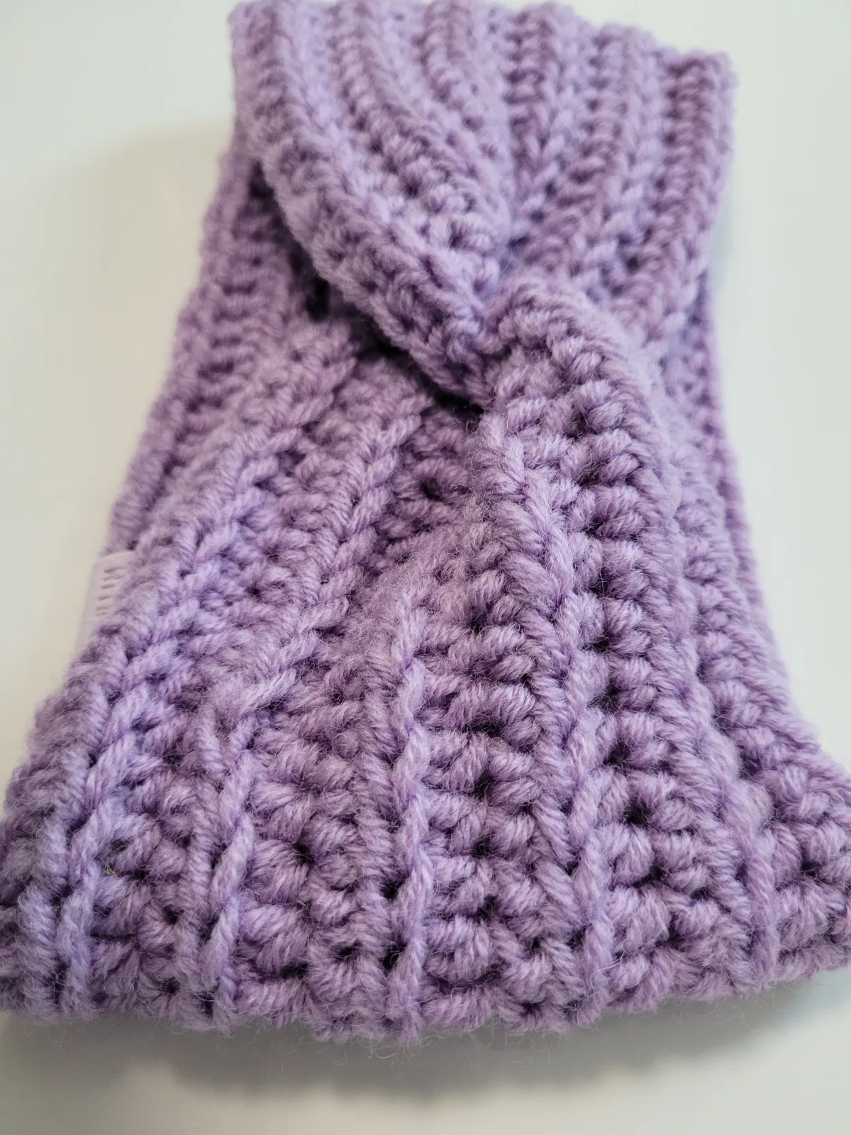 Handgehäkeltes Stirnband für Damen und größere Mädchen Lila Winter Stirnband Mischwolle 51–56 cm – Bild 3