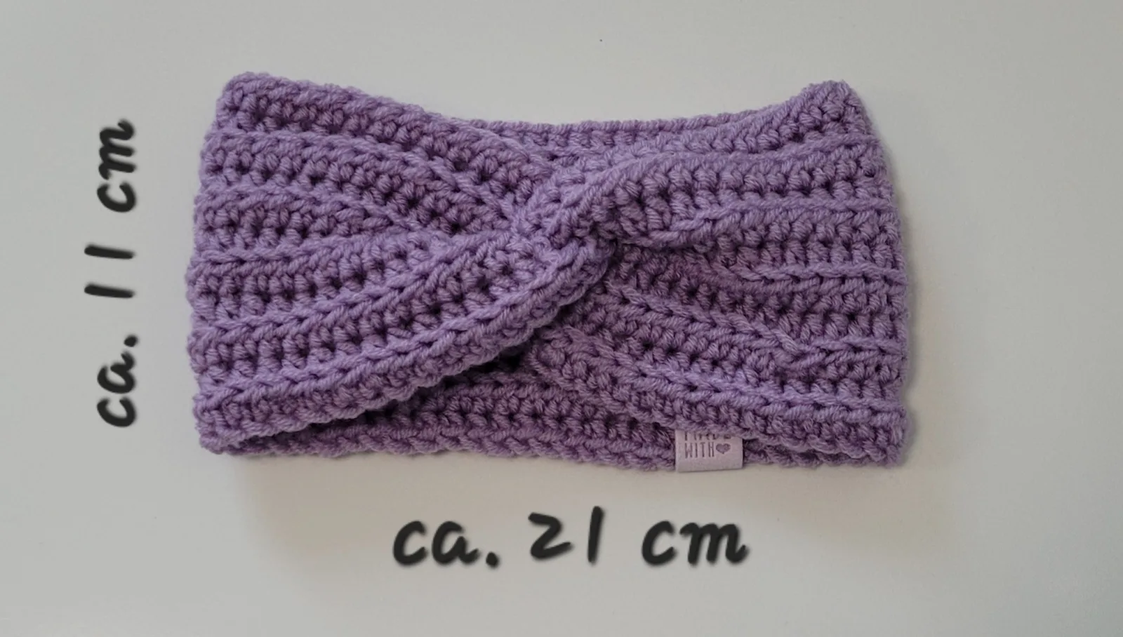 Handgehäkeltes Stirnband für Damen und größere Mädchen Lila Winter Stirnband Mischwolle 51–56 cm – Bild 4