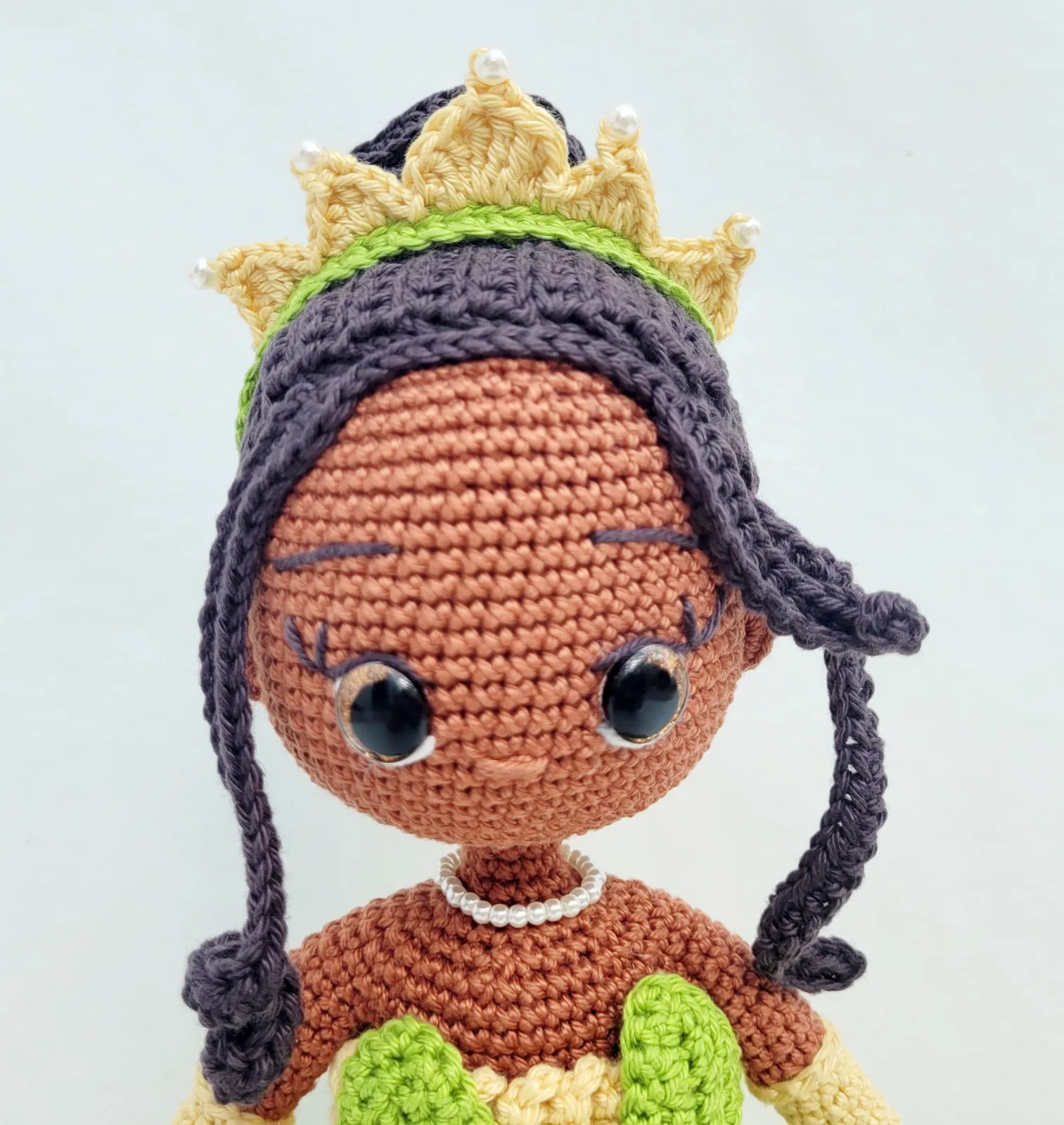 Gehäkelte Prinzessin Puppe Amigurumi – handgefertigte Märchenpuppe 31-32 cm grüne Prinzessin Geschenkidee für Mädchen – Bild 2