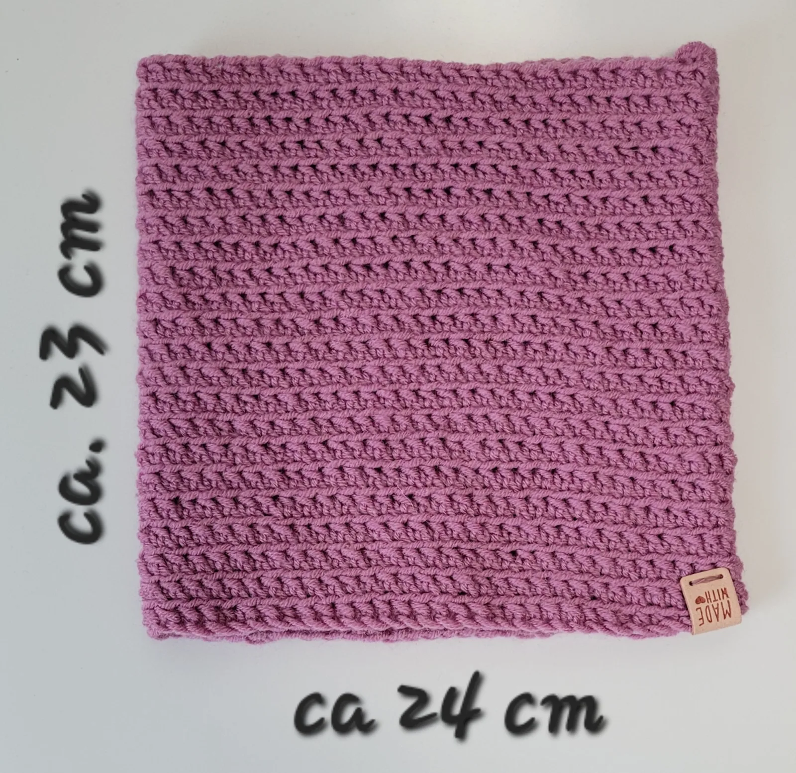 4-teiliges Winter Set für Damen aus Mischwolle Fliederfarbe Mütze Halswärmer Stirnband Handstulpen Handgehäkelt – Bild 16
