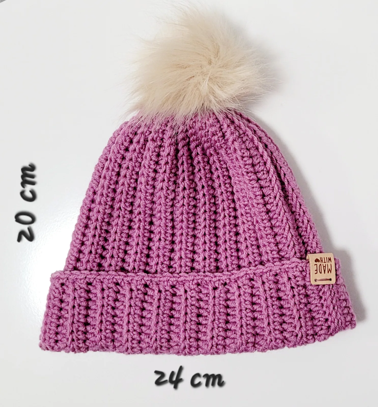 4-teiliges Winter Set für Damen aus Mischwolle Fliederfarbe Mütze Halswärmer Stirnband Handstulpen Handgehäkelt – Bild 6