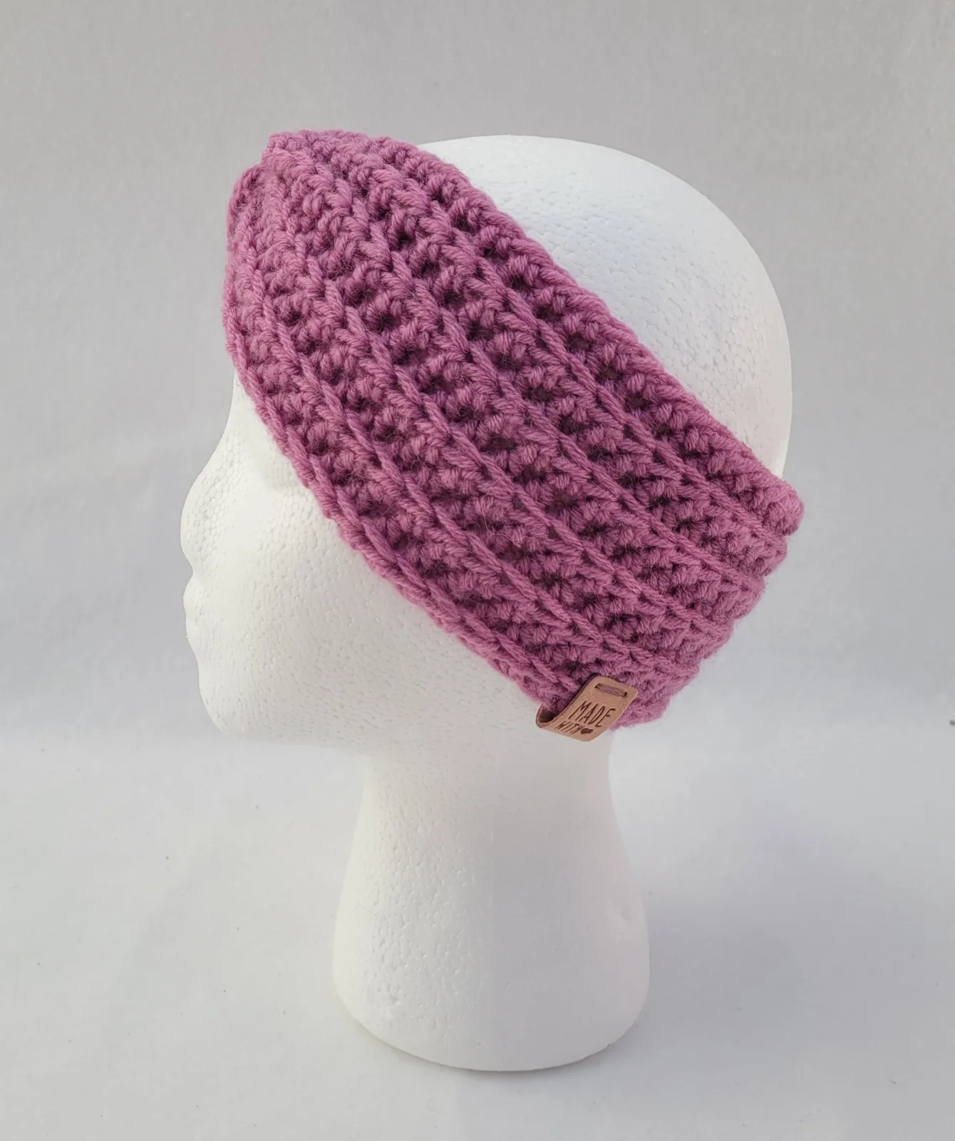 Handgehäkeltes Stirnband für Damen und größere Mädchen Fiederfarbe Winter Stirnband Mischwolle 51–55 cm – Bild 3