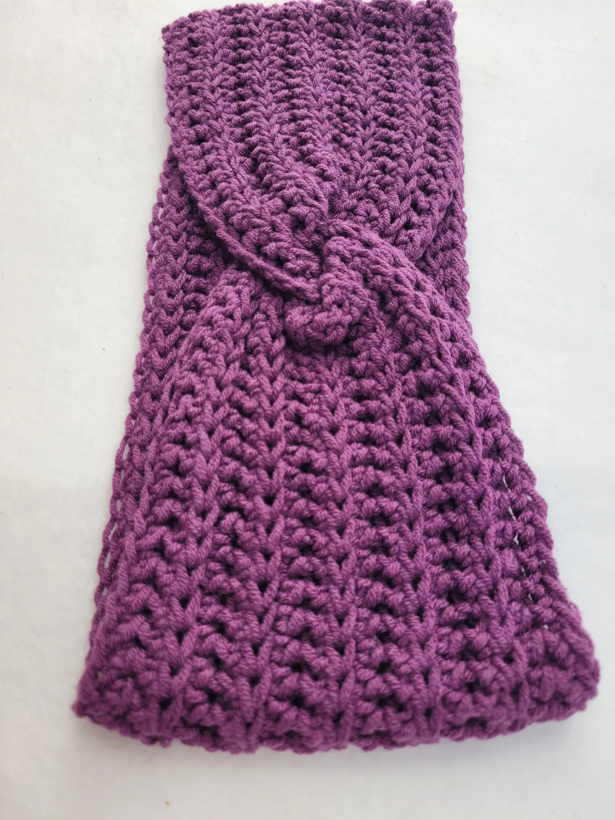 XXL Handgehäkeltes Damen Stirnband für Übergang 56–59 cm für voluminöses & lockiges Haar in Lila aus Mischbaumwolle – Bild 3