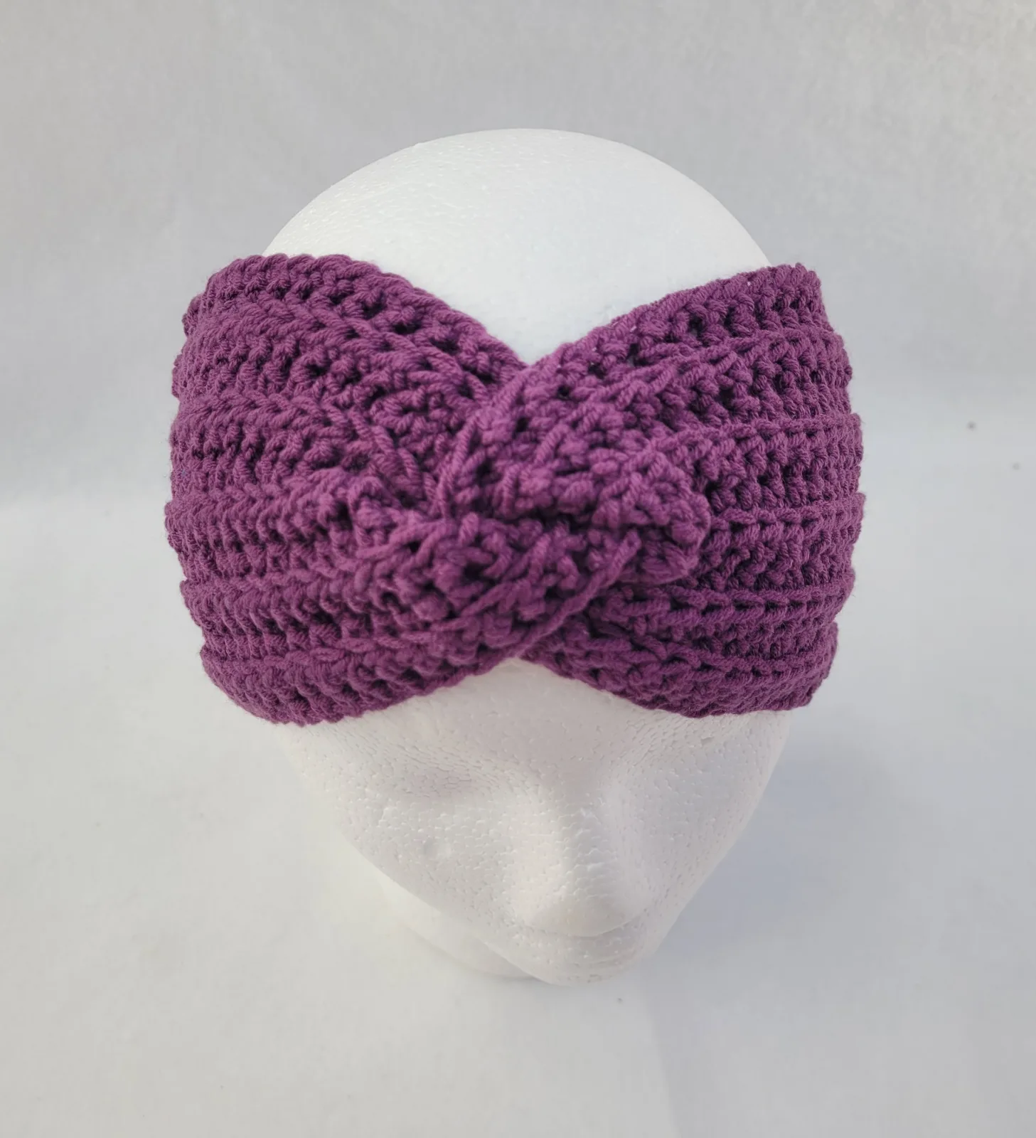 XXL Handgehäkeltes Damen Stirnband für Übergang 56–59 cm für voluminöses & lockiges Haar in Lila aus Mischbaumwolle – Bild 8