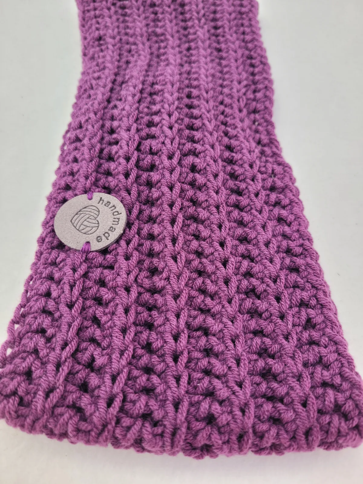 XXL Handgehäkeltes Damen Stirnband für Übergang 56–59 cm für voluminöses & lockiges Haar in Lila aus Mischbaumwolle – Bild 6