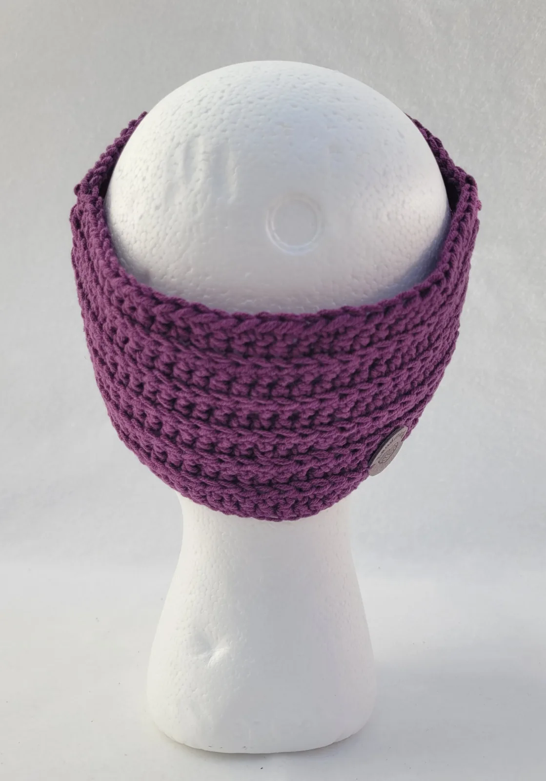 XXL Handgehäkeltes Damen Stirnband für Übergang 56–59 cm für voluminöses & lockiges Haar in Lila aus Mischbaumwolle – Bild 9