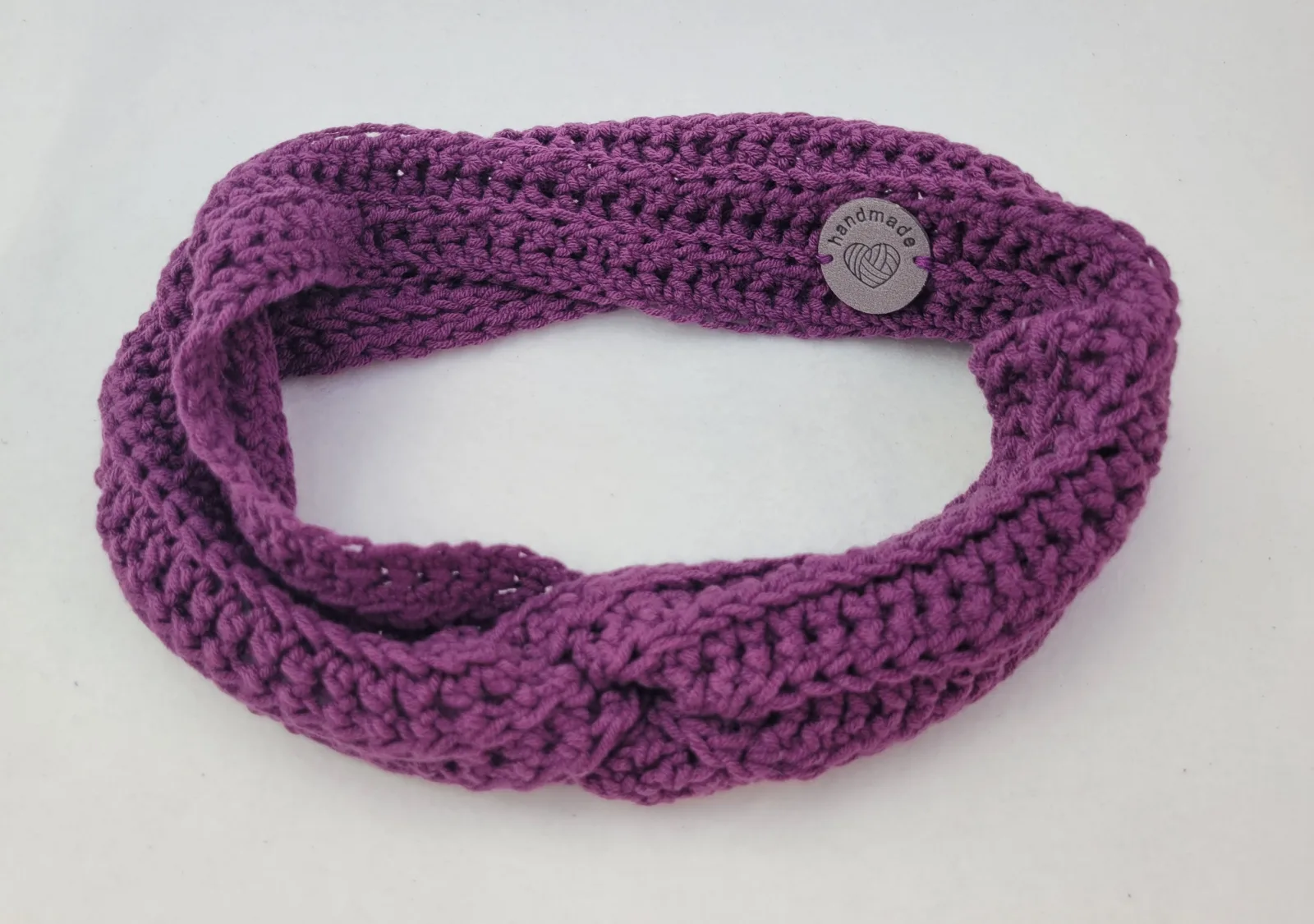 XXL Handgehäkeltes Damen Stirnband für Übergang 56–59 cm für voluminöses & lockiges Haar in Lila aus Mischbaumwolle – Bild 10