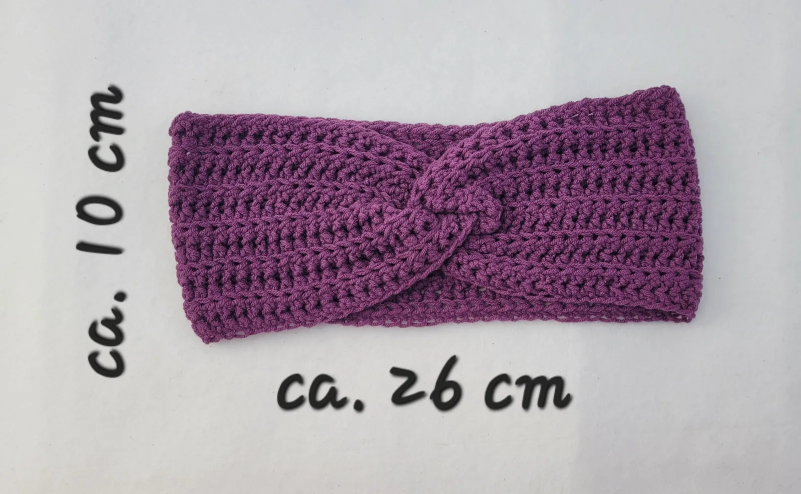 XXL Handgehäkeltes Damen Stirnband für Übergang 56–59 cm für voluminöses & lockiges Haar in Lila aus Mischbaumwolle – Bild 4