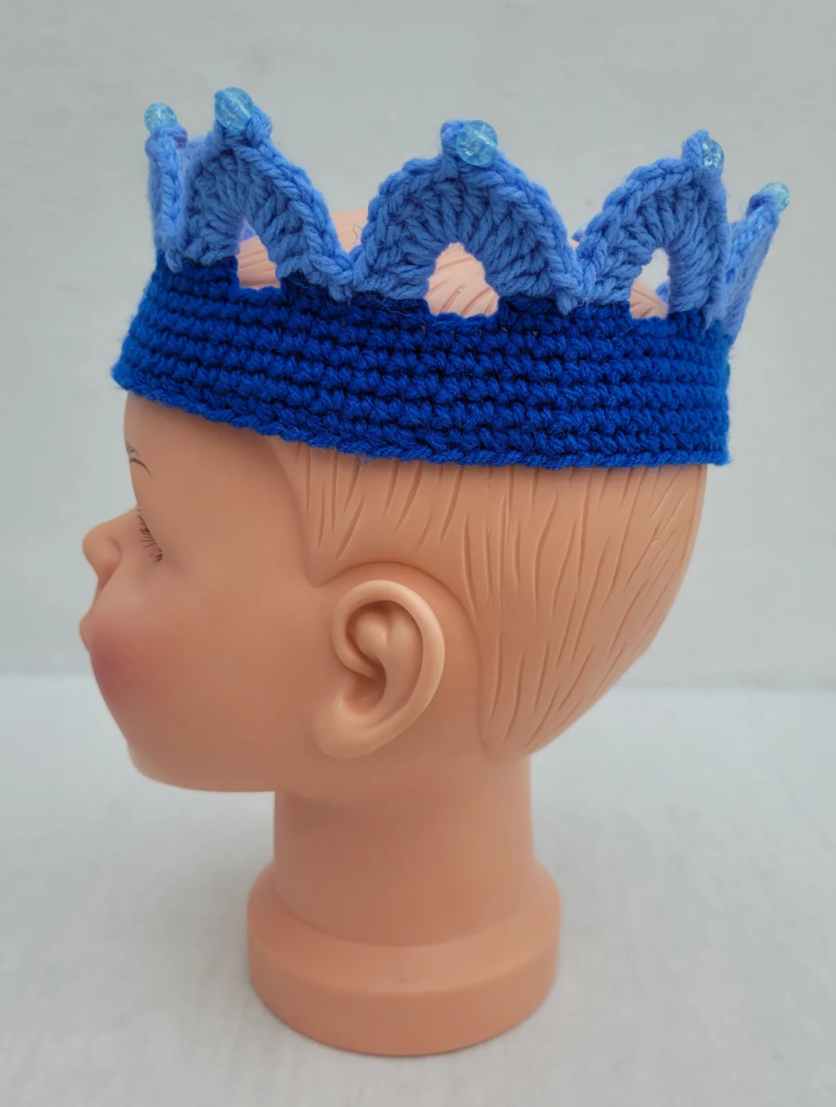 Krone mit Wunschzahl | Häkelkrone Blau Hellblau für Jungen | Prinzen Geburtstag Party Fotoshooting | 2–8 Jahre – Bild 3