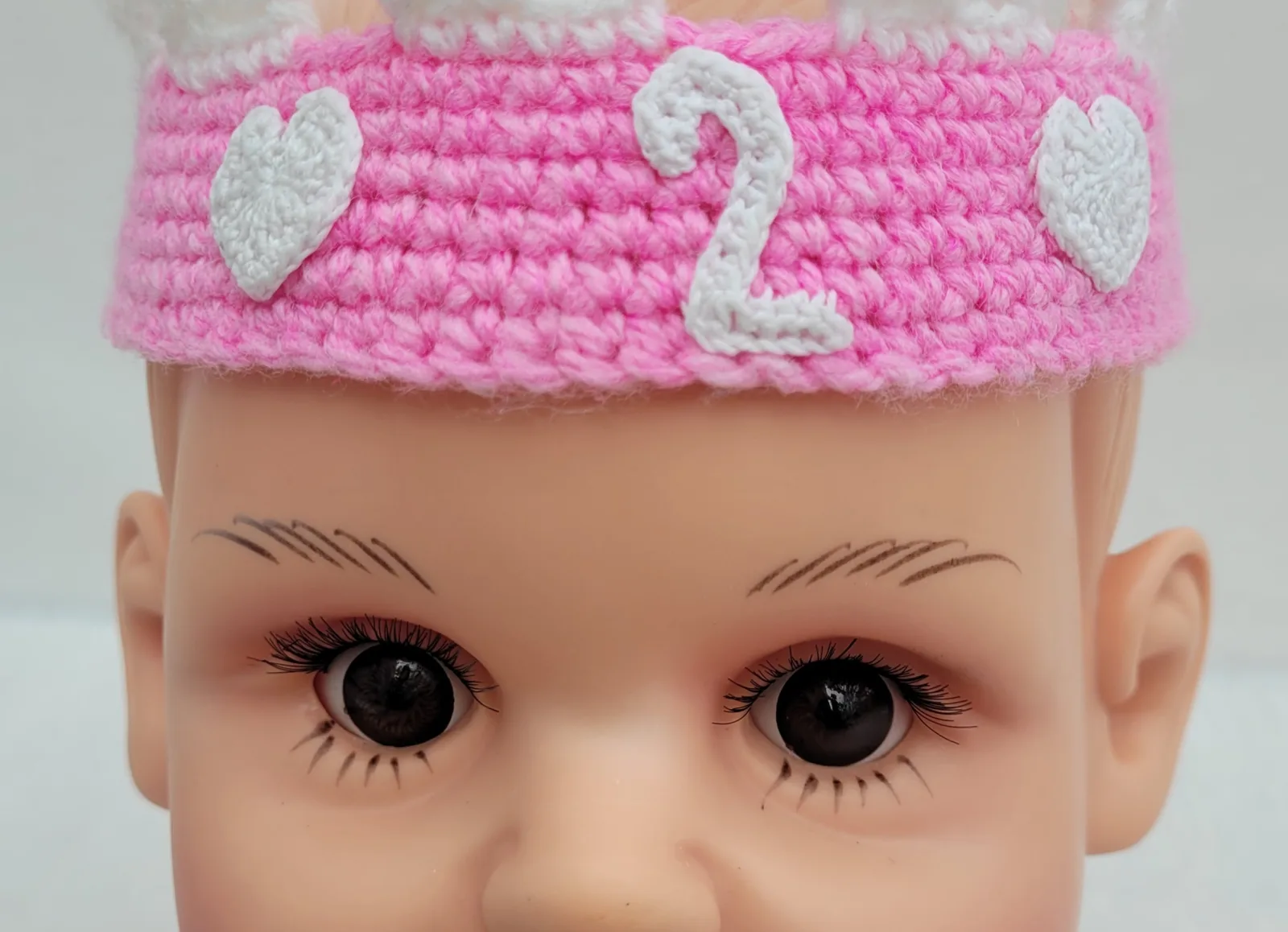 Krone mit Wunschzahl | Häkelkrone Pink für Mädchen | Prinzessin Geburtstag Party Fotoshooting | 2–8 Jahre – Bild 7