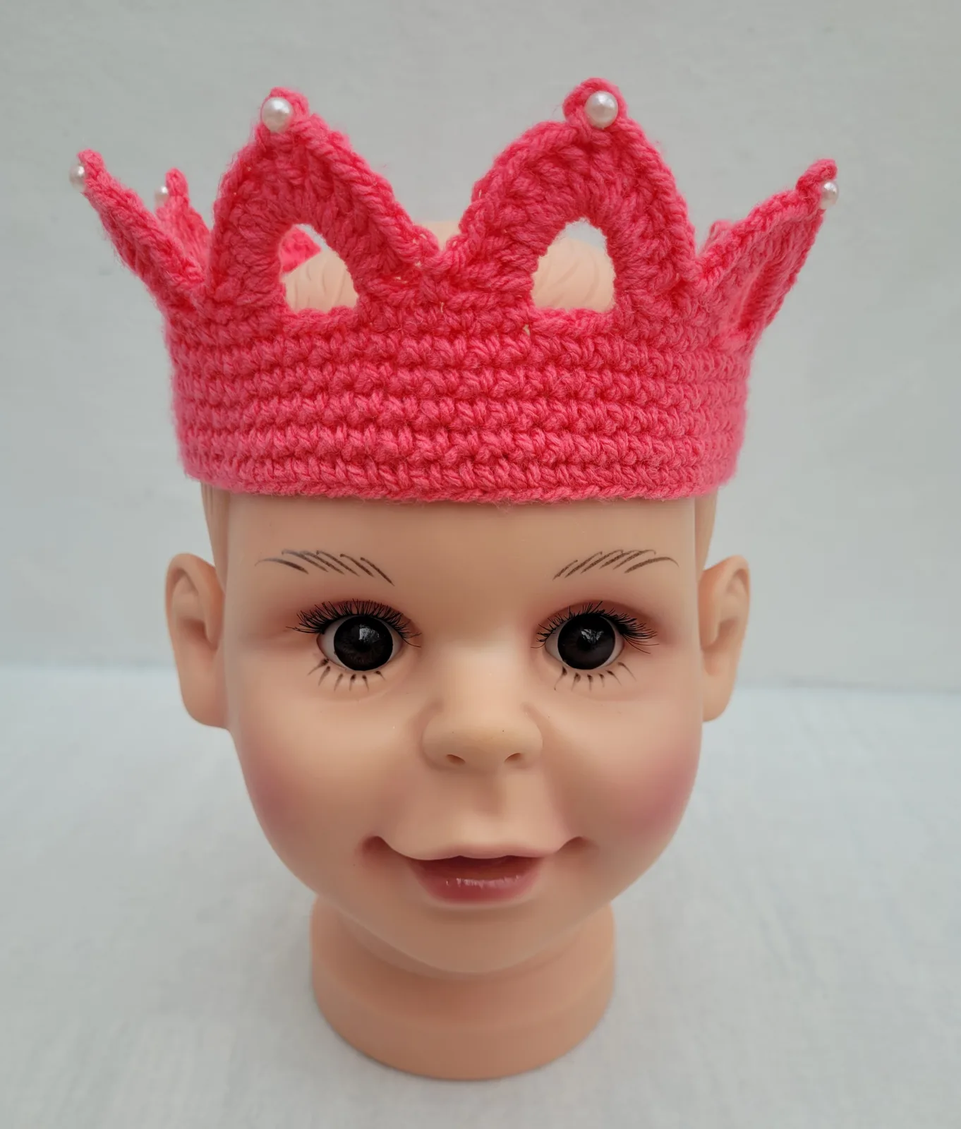 Krone mit Wunschzahl | Häkelkrone Pink für Mädchen | Prinzessin Geburtstag Party Fotoshooting | 2–8 Jahre – Bild 2