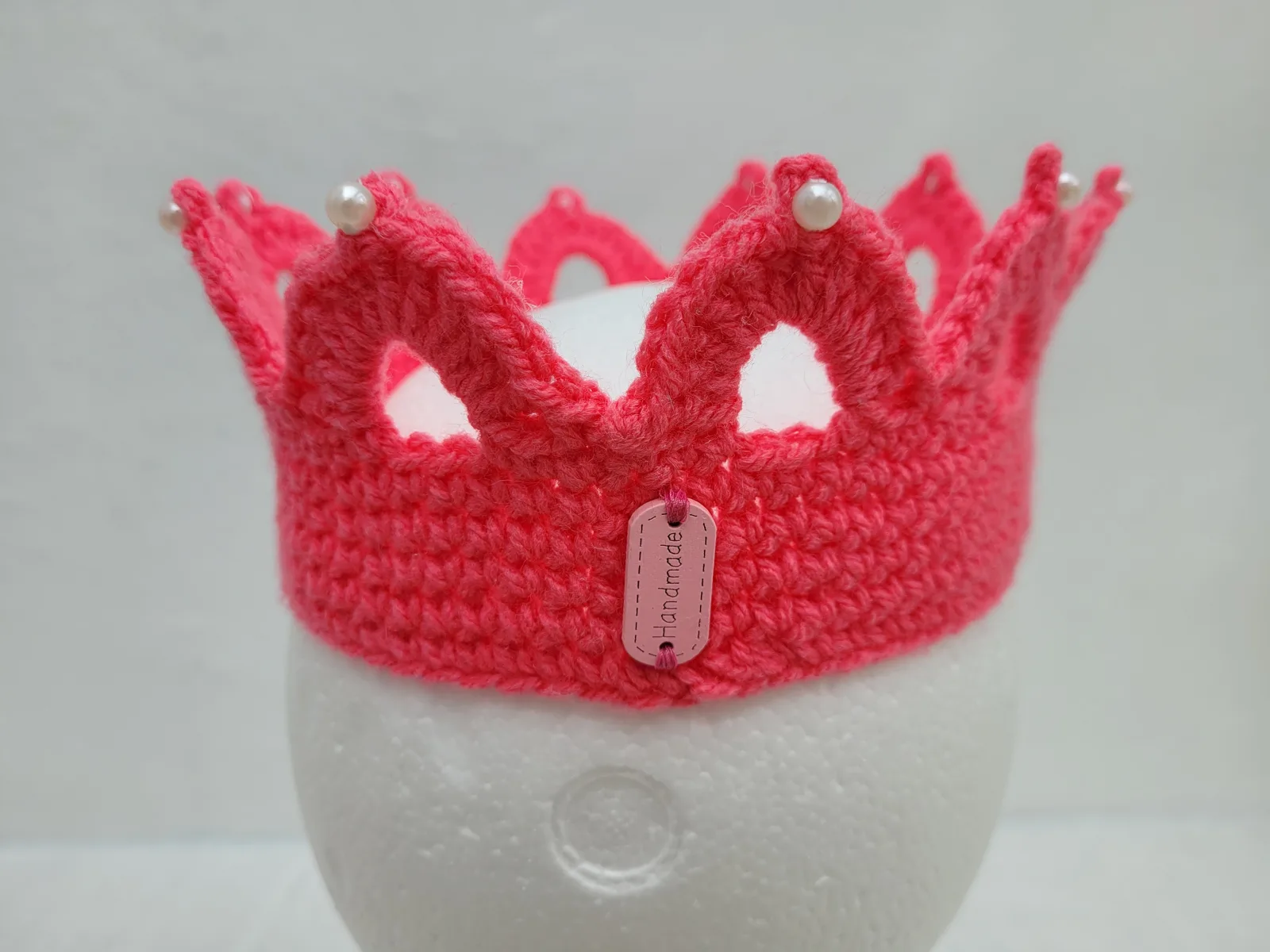 Krone mit Wunschzahl | Häkelkrone Pink für Mädchen | Prinzessin Geburtstag Party Fotoshooting | 2–8 Jahre – Bild 5