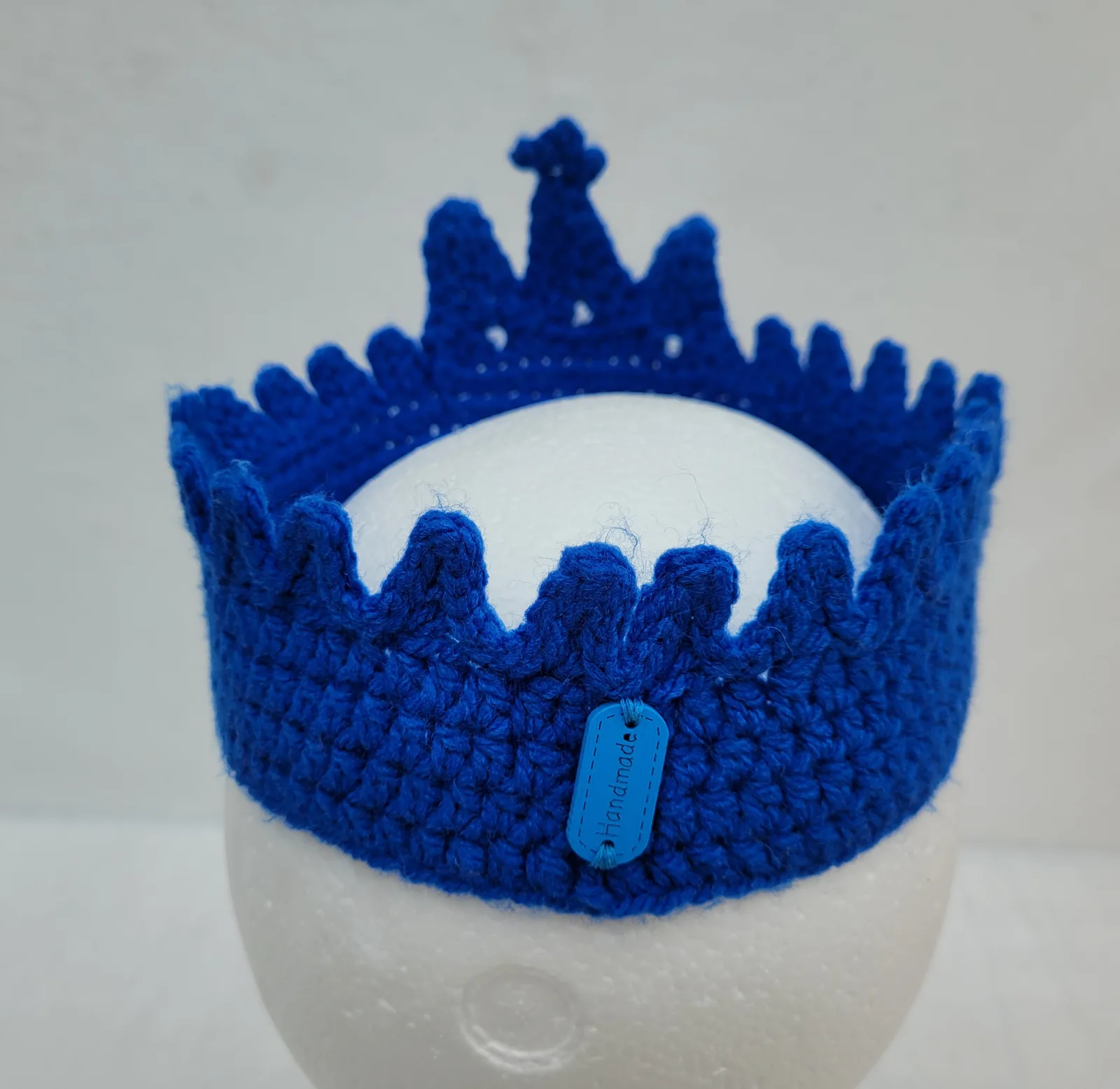 Häkelkrone für Jungen blaue Krone für Prinzen mit Perlen und Diademe perfekt für Geburtstag Party Fotoshooting 2–8 Jahre – Bild 5