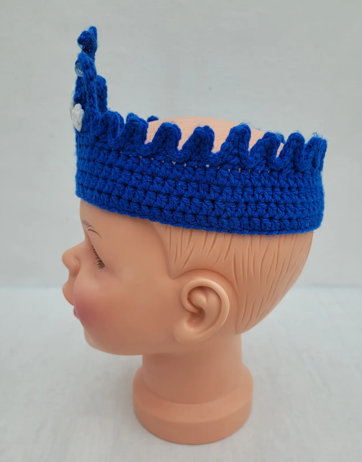 Häkelkrone für Jungen blaue Krone für Prinzen mit Perlen und Diademe perfekt für Geburtstag Party Fotoshooting 2–8 Jahre – Bild 3