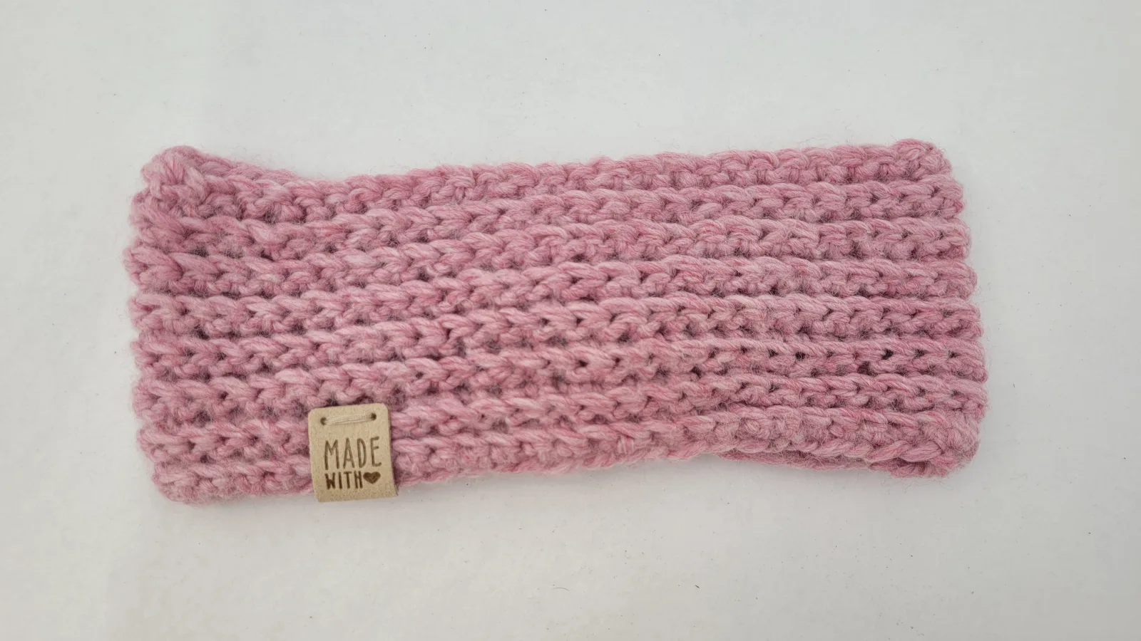 Handgehäkeltes Stirnband in Altrosa, warm weich aus Acrylwolle, ideal für Übergang, für Damen und große Mädchen 51-55 cm – Bild 4