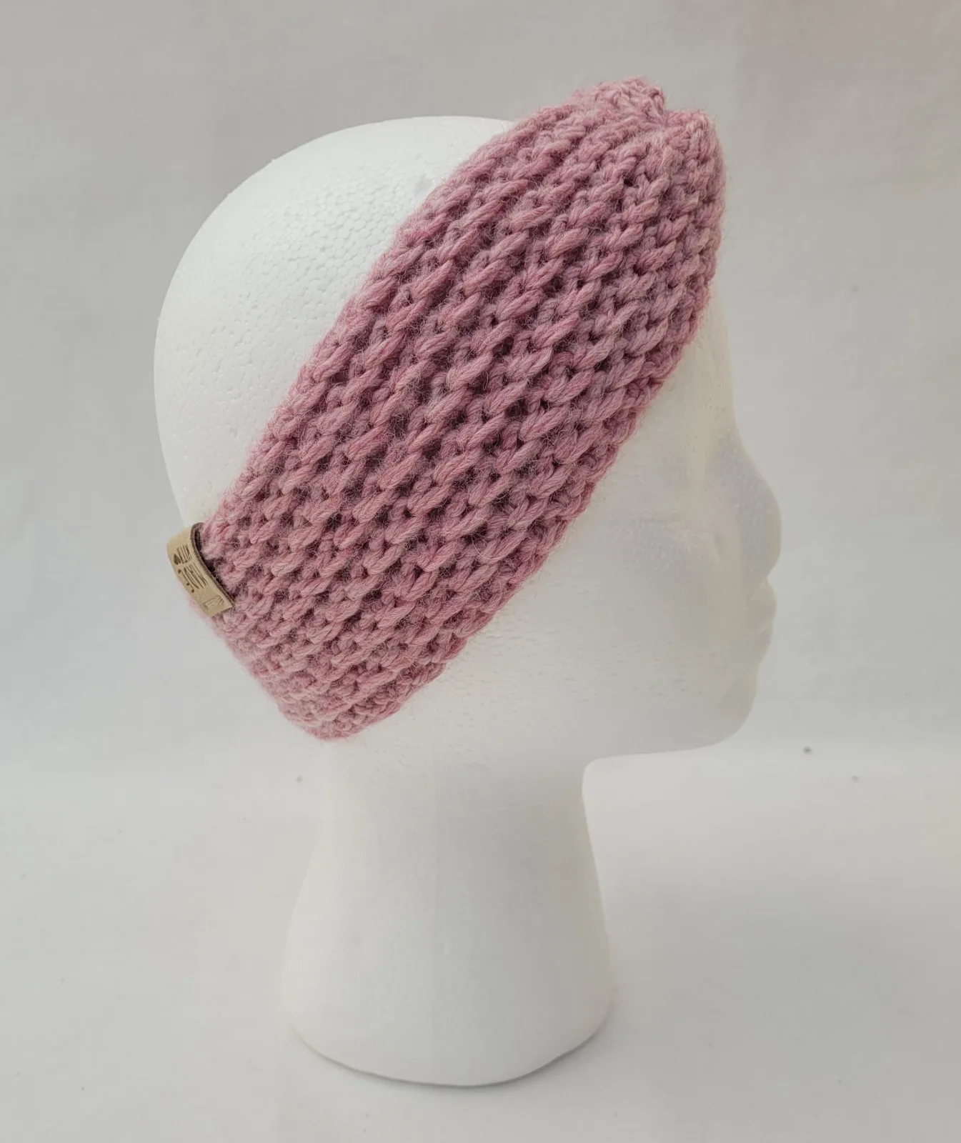 Handgehäkeltes Stirnband in Altrosa, warm weich aus Acrylwolle, ideal für Übergang, für Damen und große Mädchen 51-55 cm – Bild 6