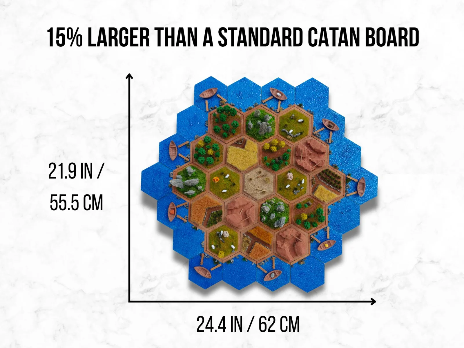 CATAN kompatibles 3D Spielbrett – ultra realistische, handgemachte Modellbau-Landschaft – Bild 3